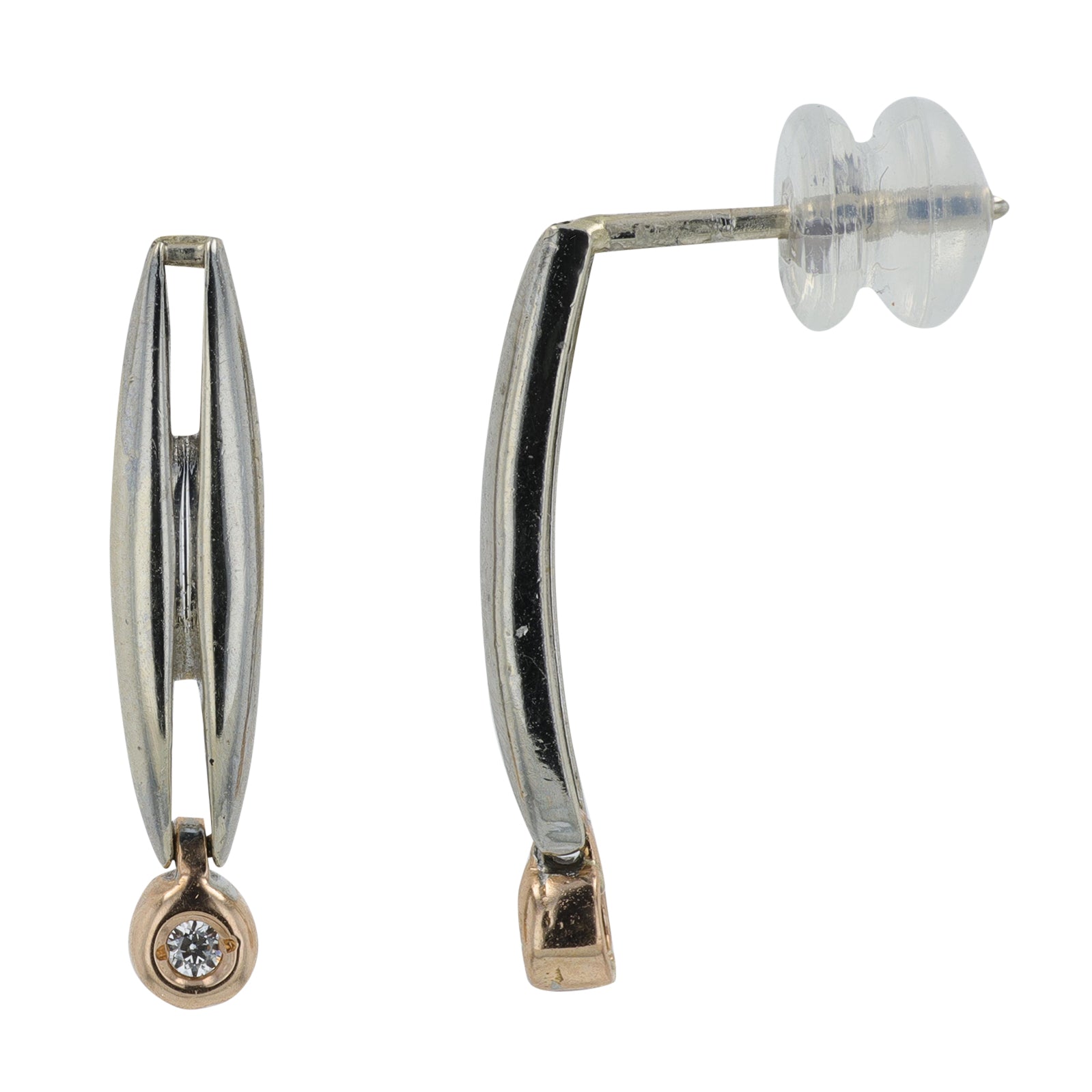 14K TT .05 CT Diamond Earrings