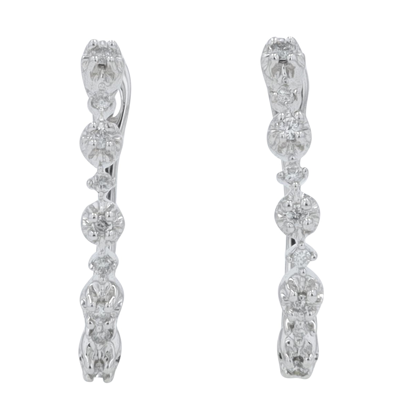 10K WG .06 CT Diamond Hoops
