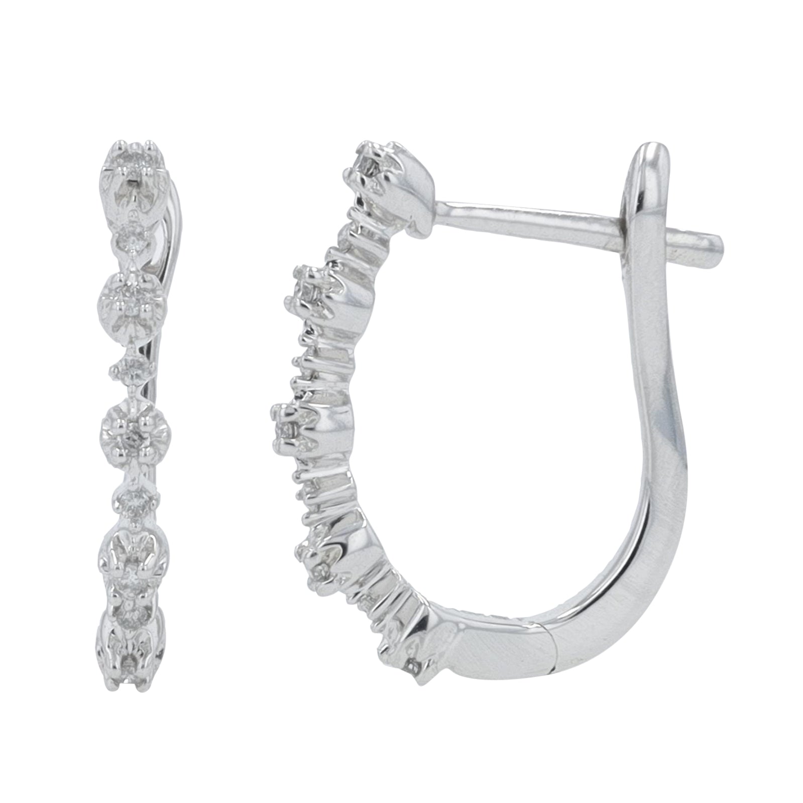 10K WG .06 CT Diamond Hoops