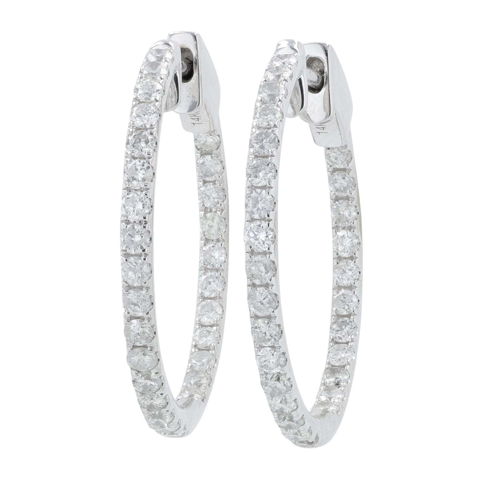 14K WG 1.30 CT Diamond Inside-Out Hoops