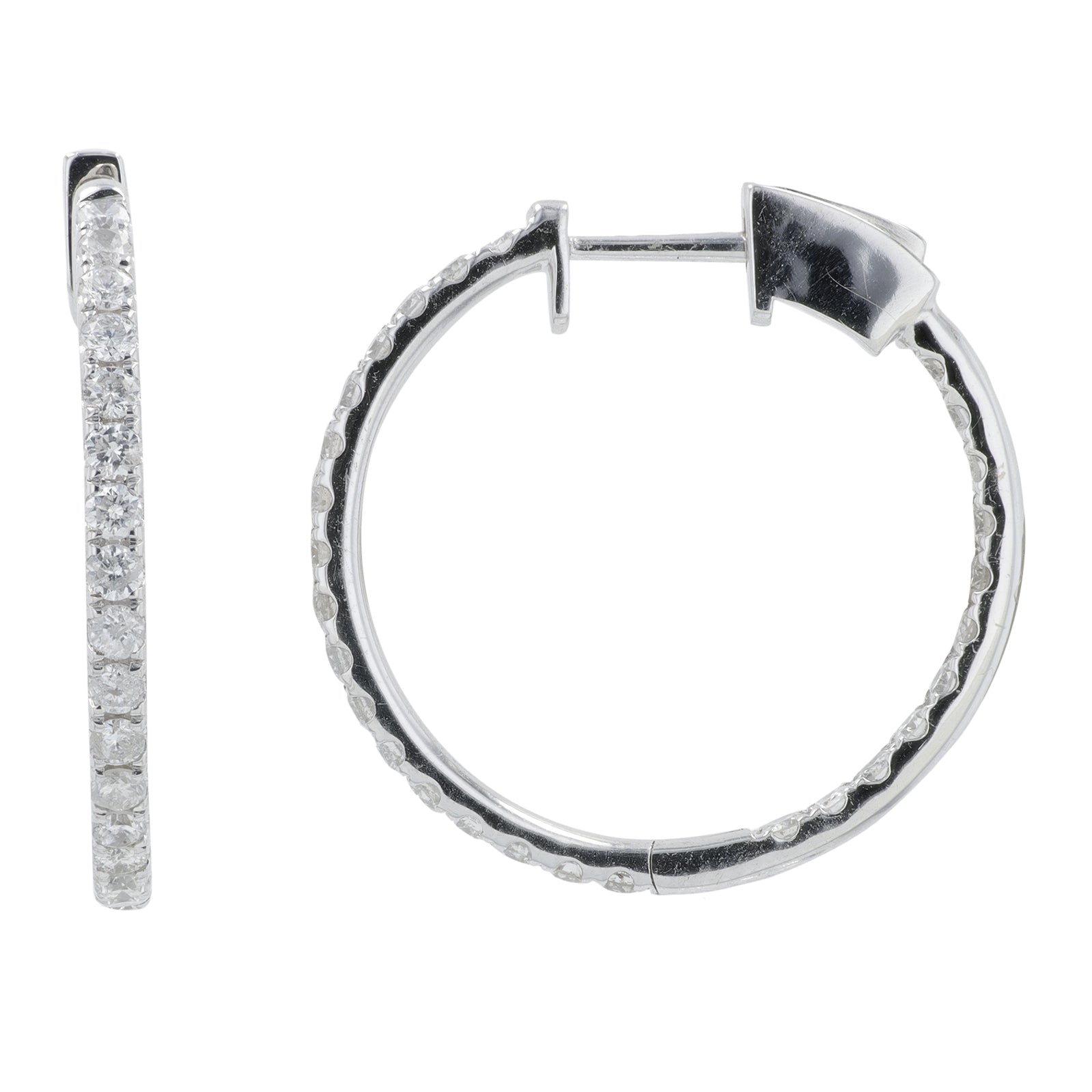 14K WG 1.30 CT Diamond Inside-Out Hoops