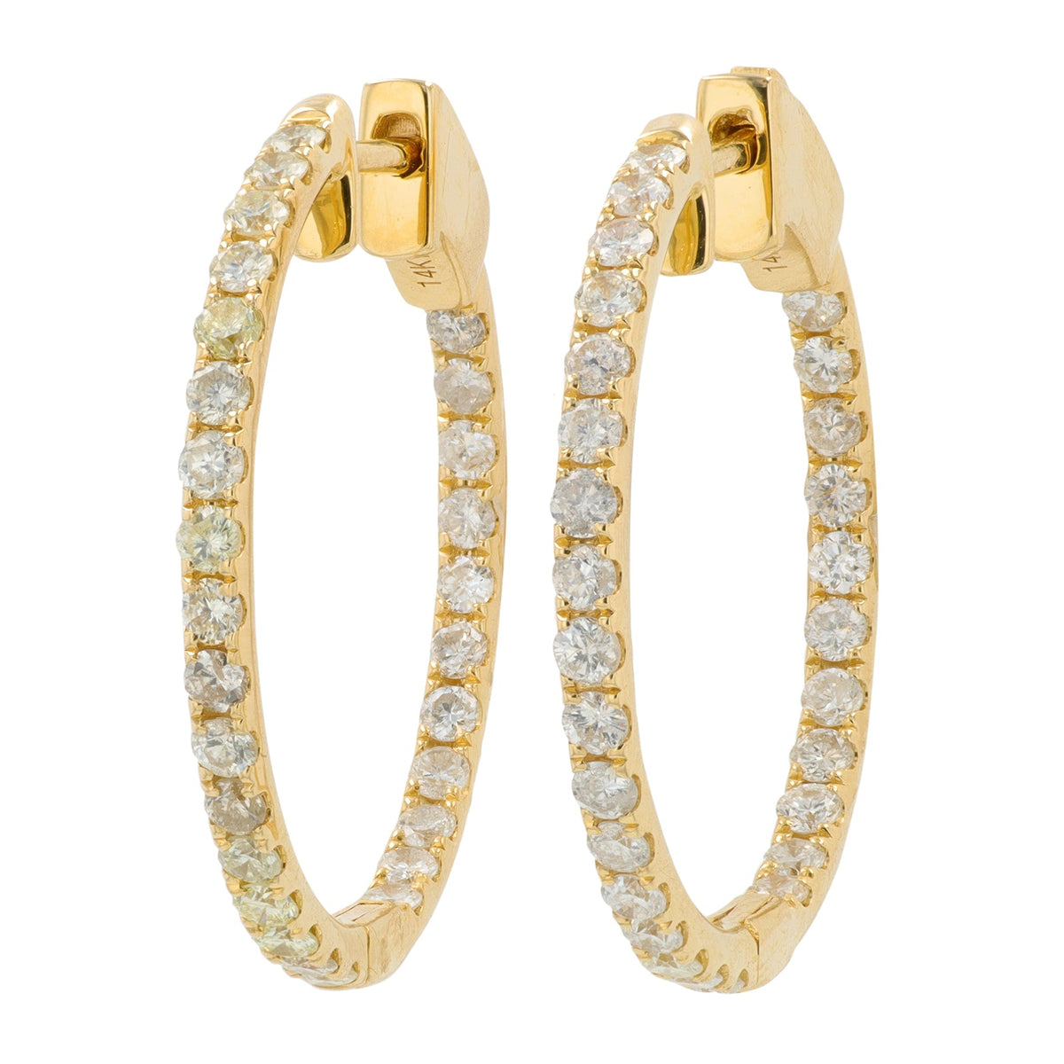 14K YG 1 CT Diamond Inside-Out Hoops