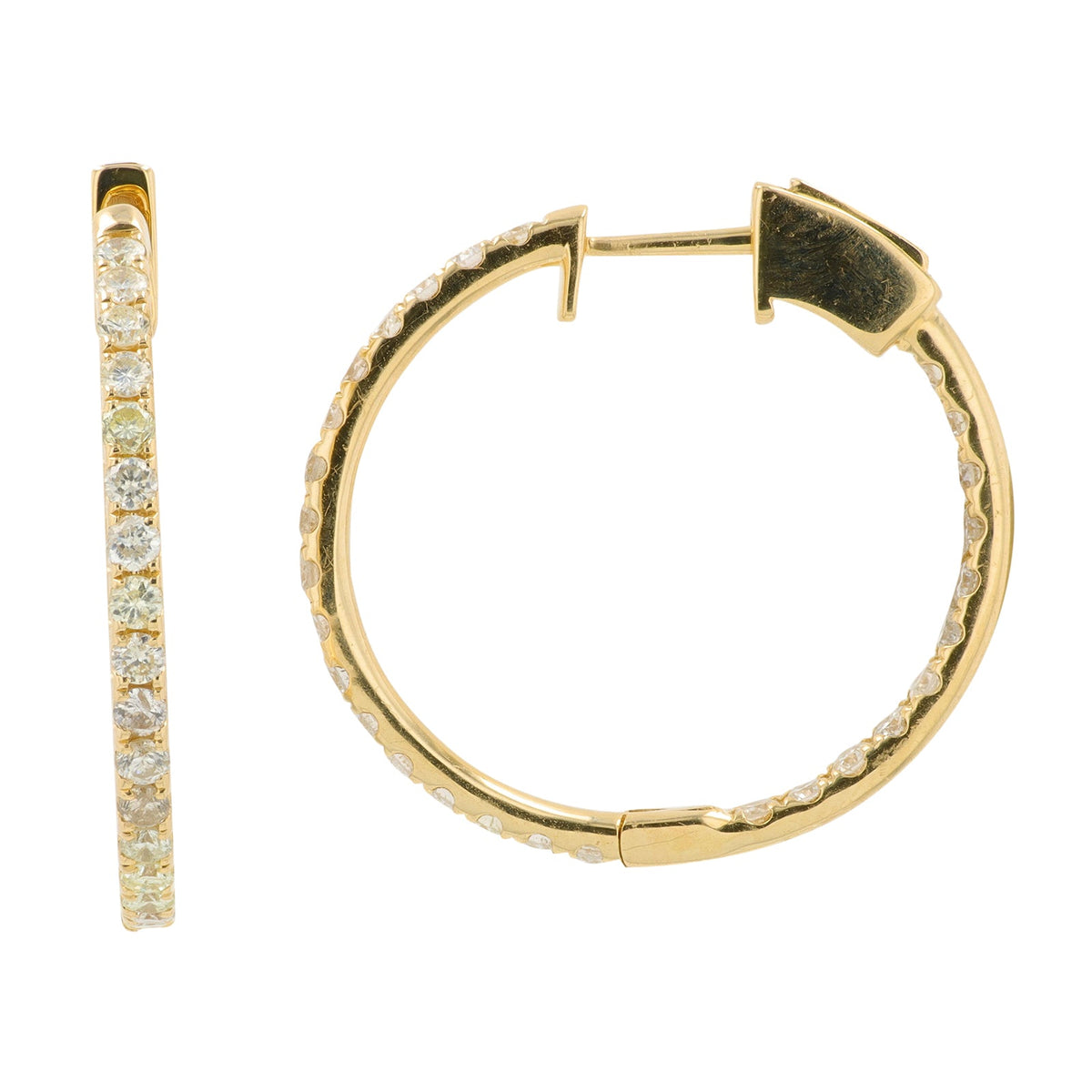 14K YG 1 CT Diamond Inside-Out Hoops