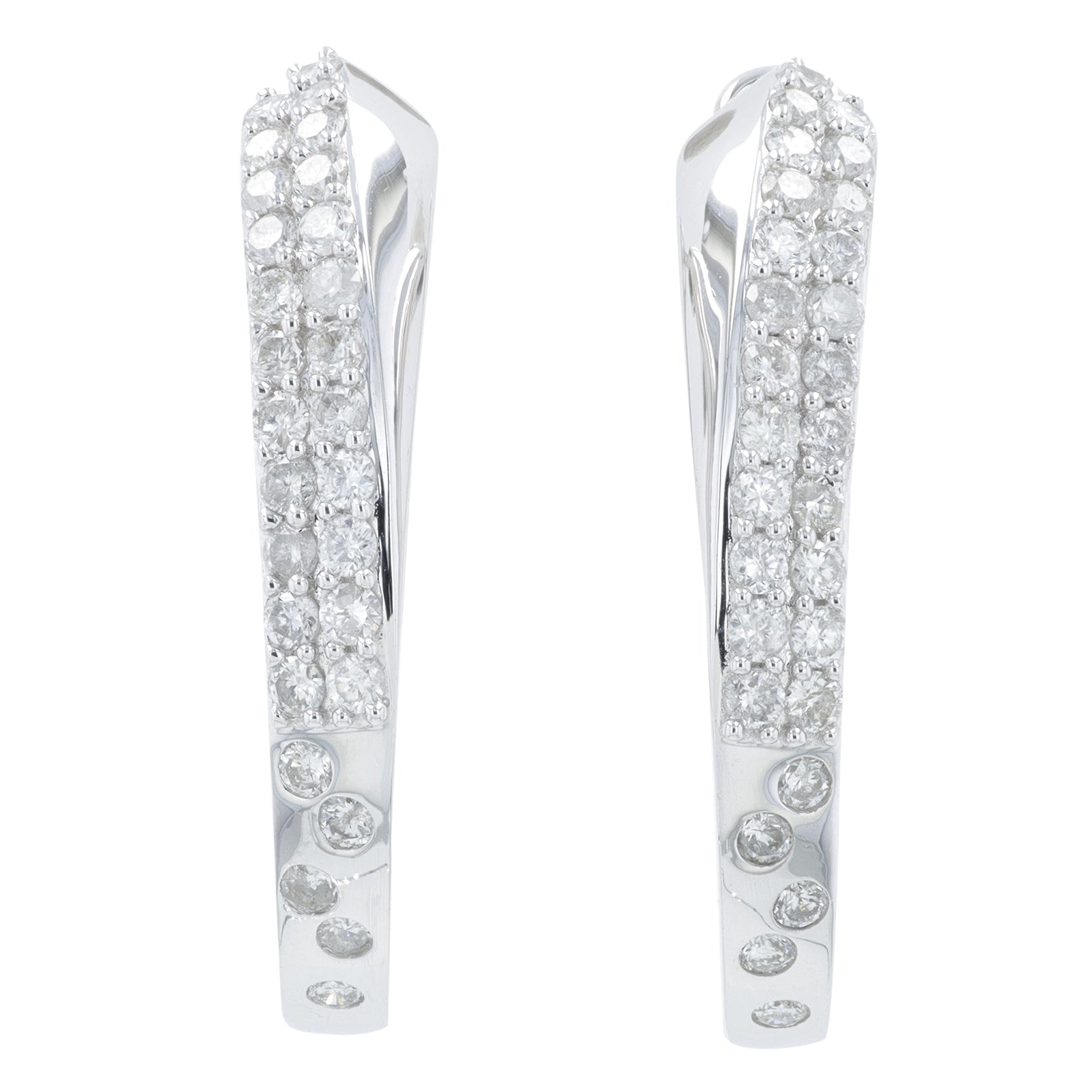 14K WG 1.30 CT Diamond Hoops
