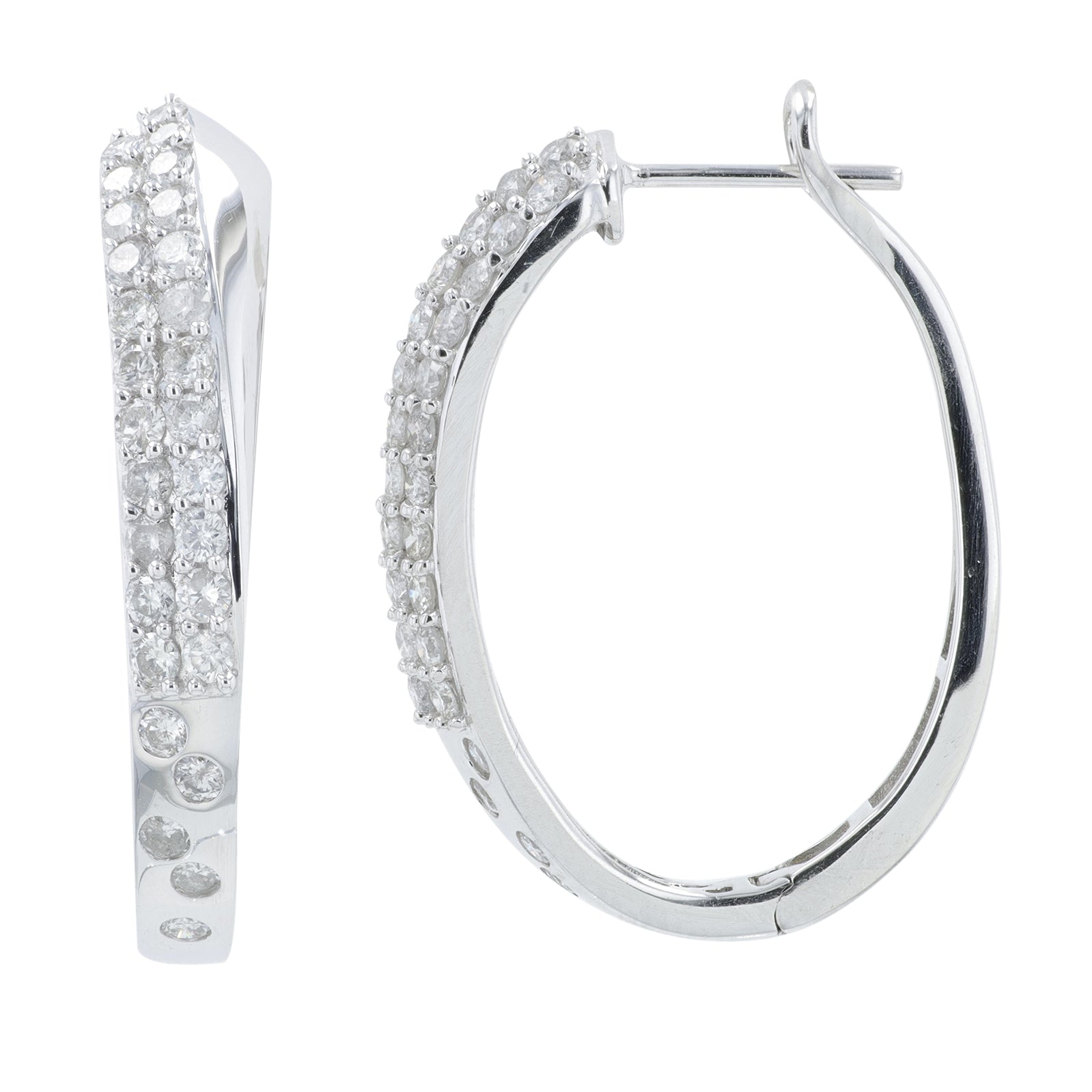 14K WG 1.30 CT Diamond Hoops