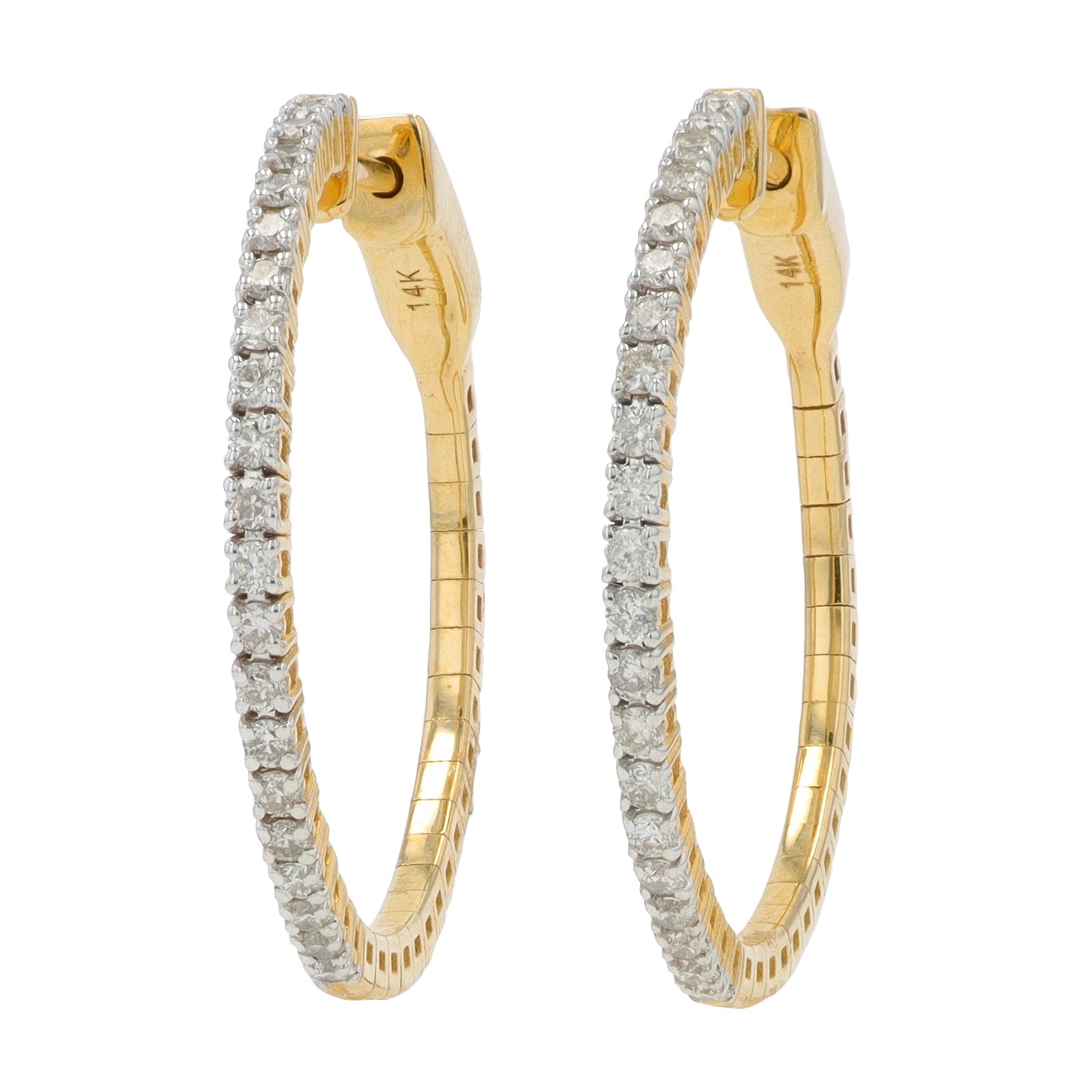 14K YG .55 CT Diamond Inside-Out Hoops