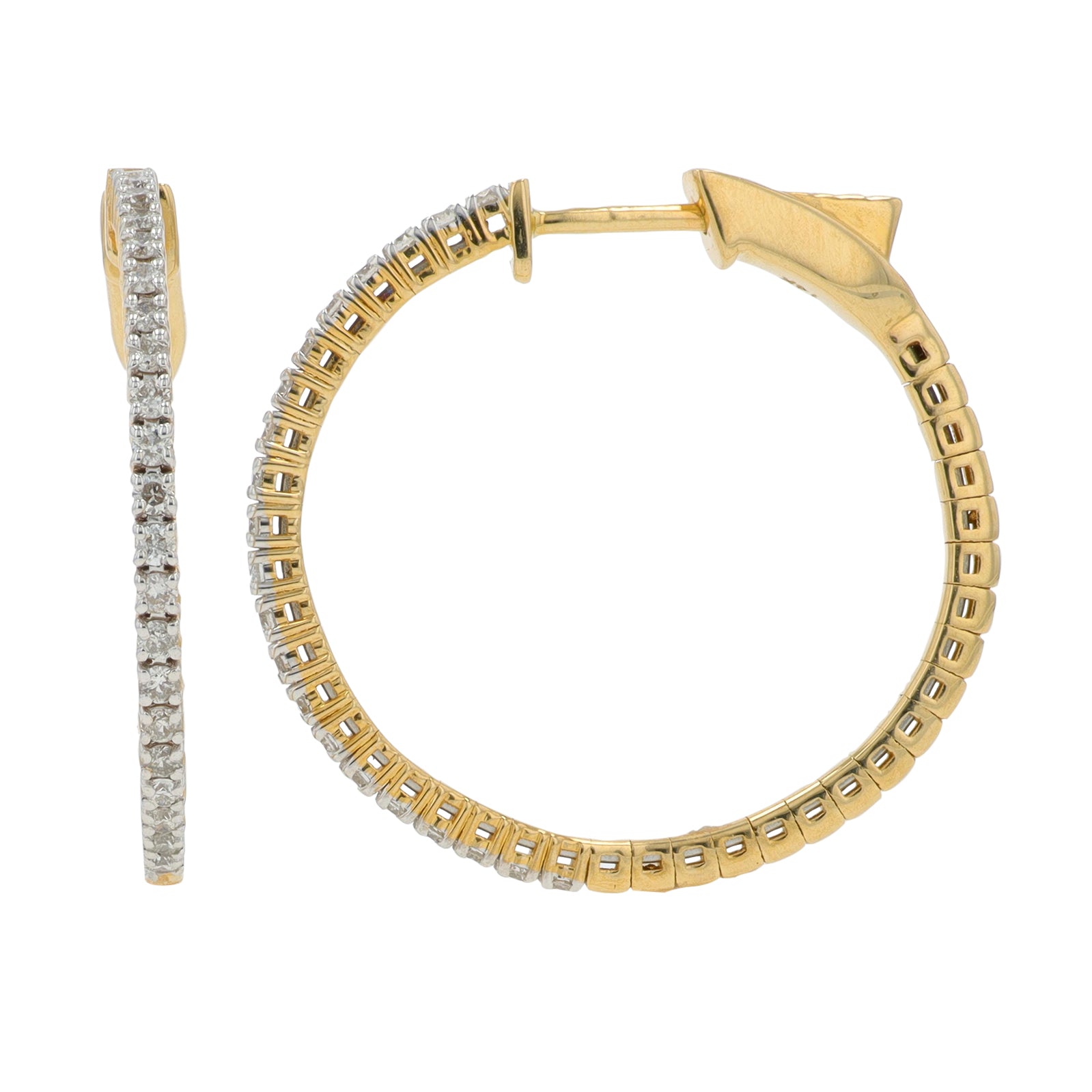 14K YG .55 CT Diamond Inside-Out Hoops