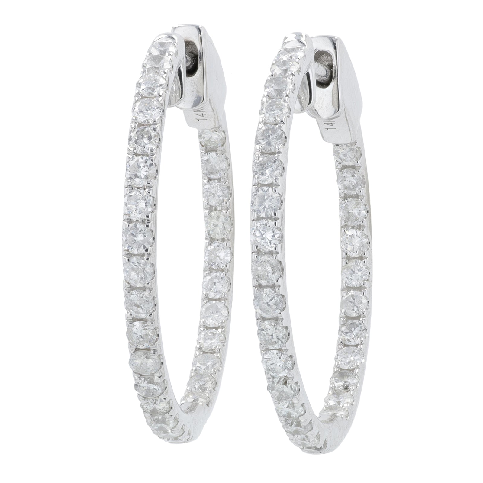 14K WG 1 CT Diamond Inside-Out Hoops