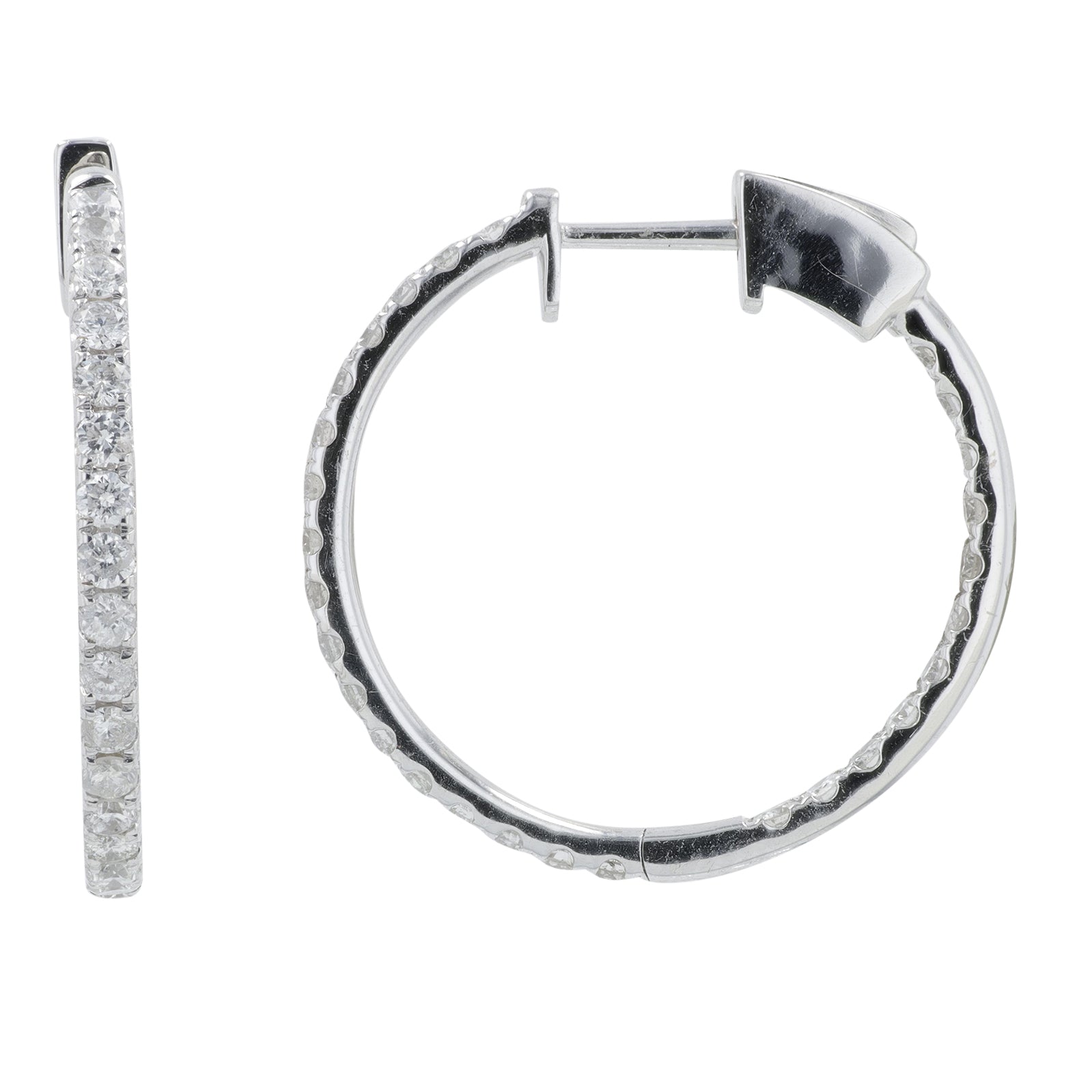 14K WG 1 CT Diamond Inside-Out Hoops