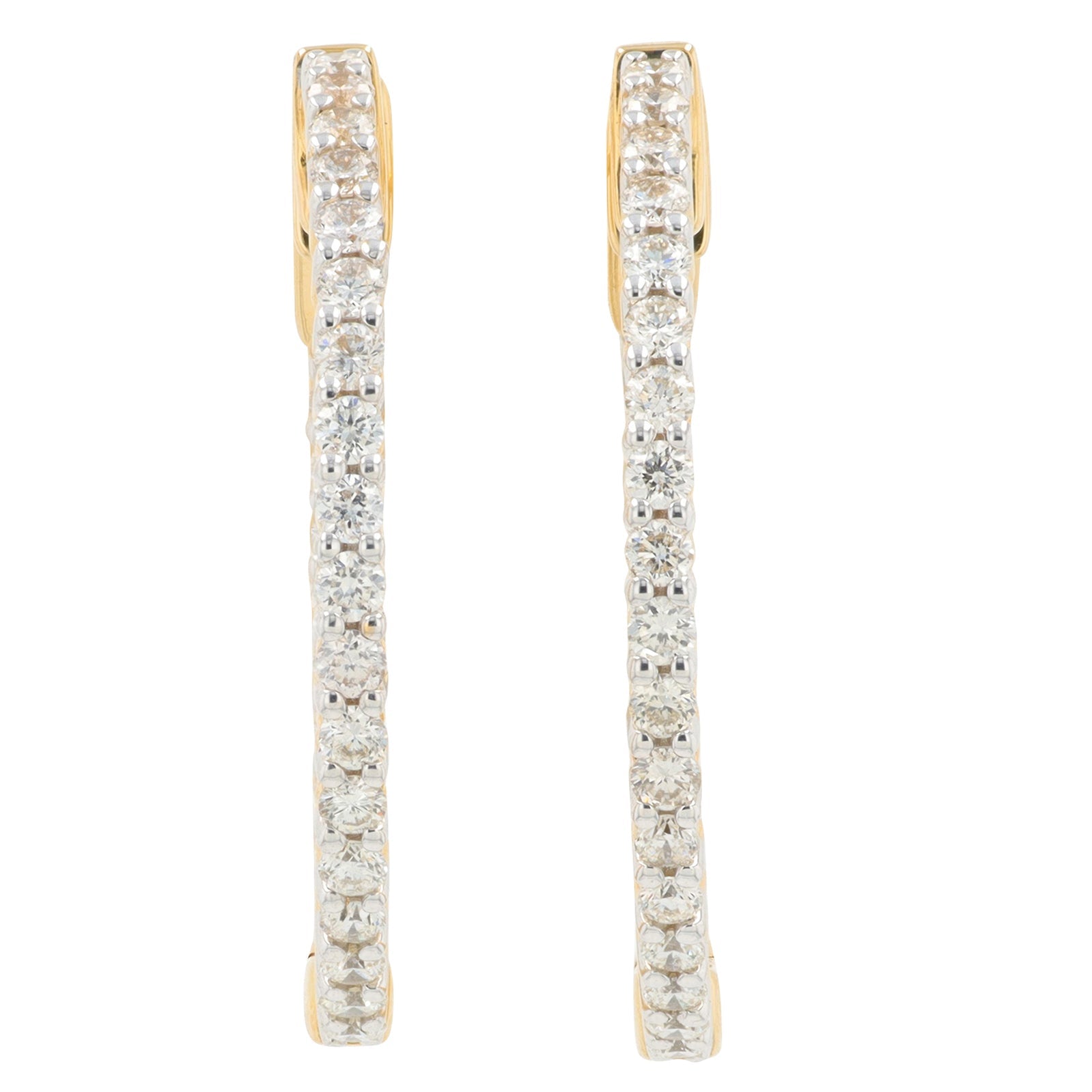 14K YG 1.50 CT Diamond Hoops