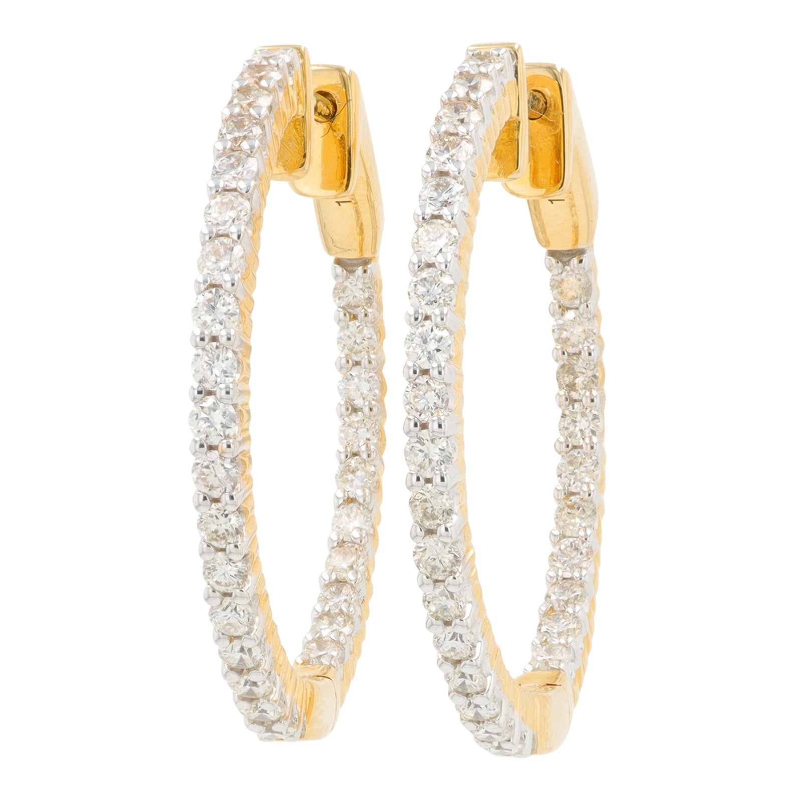 14K YG 1.50 CT Diamond Hoops