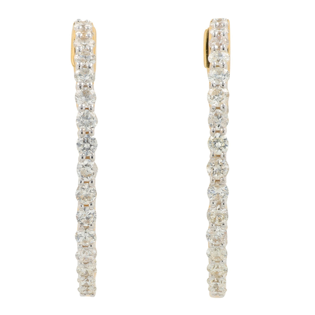 14K YG 2 CT Diamond Inside-Out Hoops