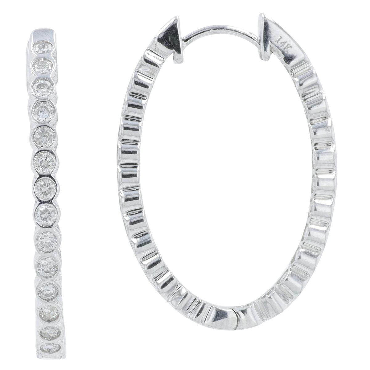 14K 1 CT Diamond Inside-Out Hoops<p><strong>More Colors Available</p></strong>
