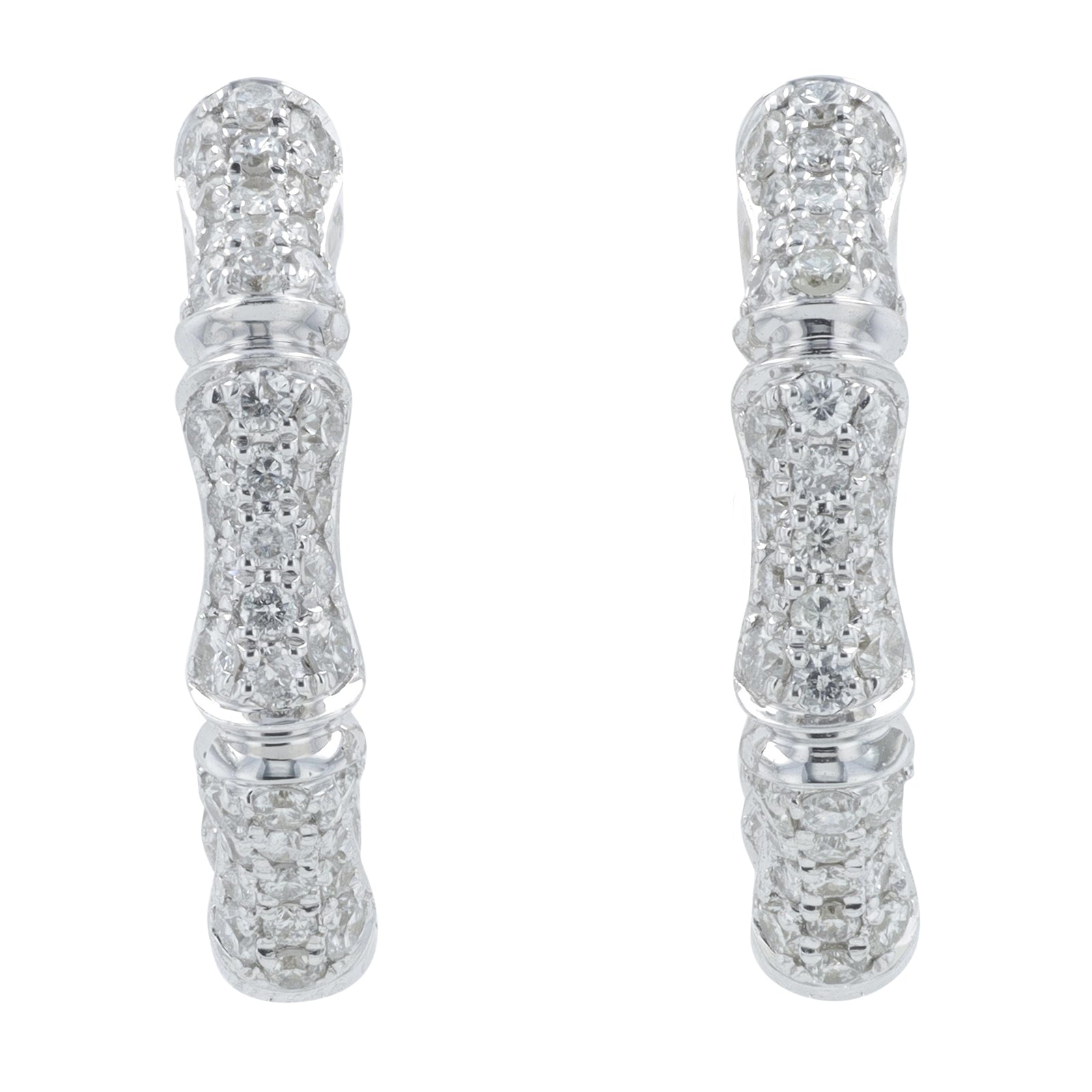 14K WG 1 CT Diamond Inside-Out Bamboo Hoops