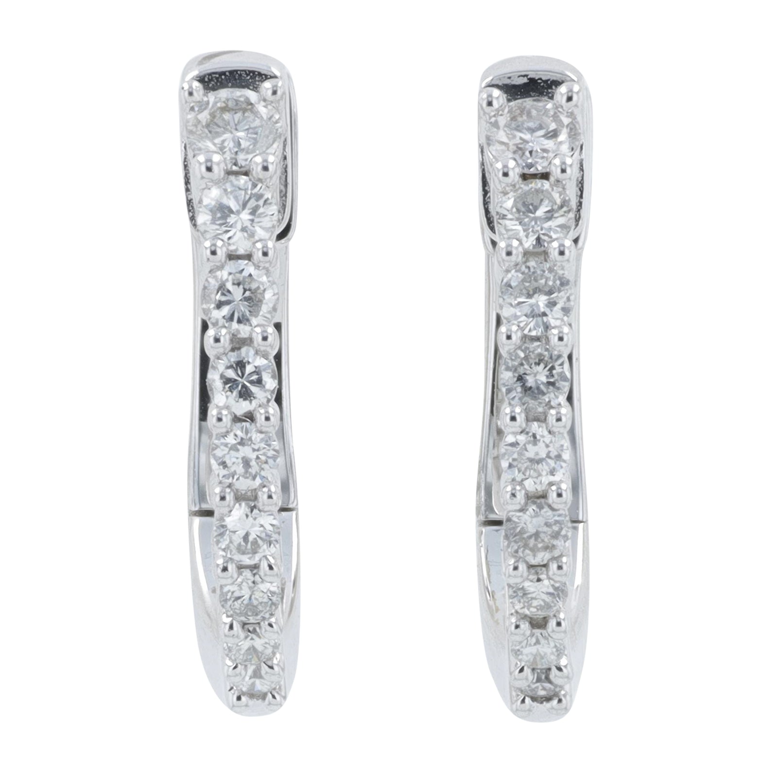 14K WG .25 CT Diamond Hoops
