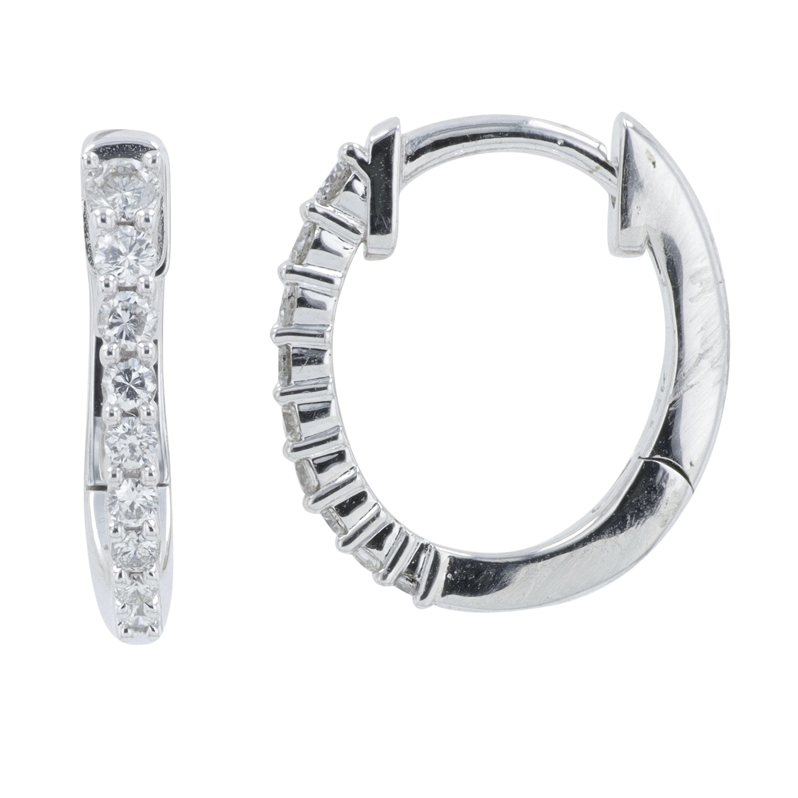 14K WG .25 CT Diamond Hoops
