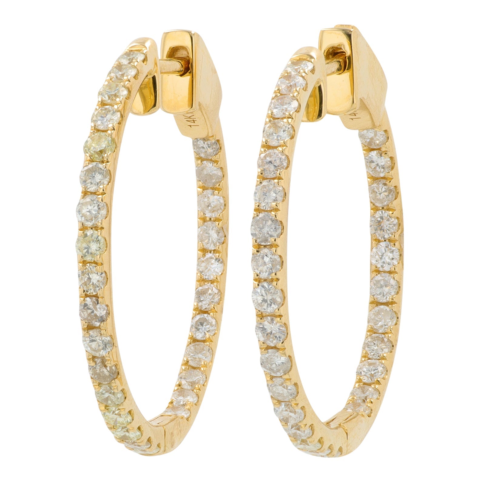 14K YG 1.30 CT Diamond Inside-Out Hoops