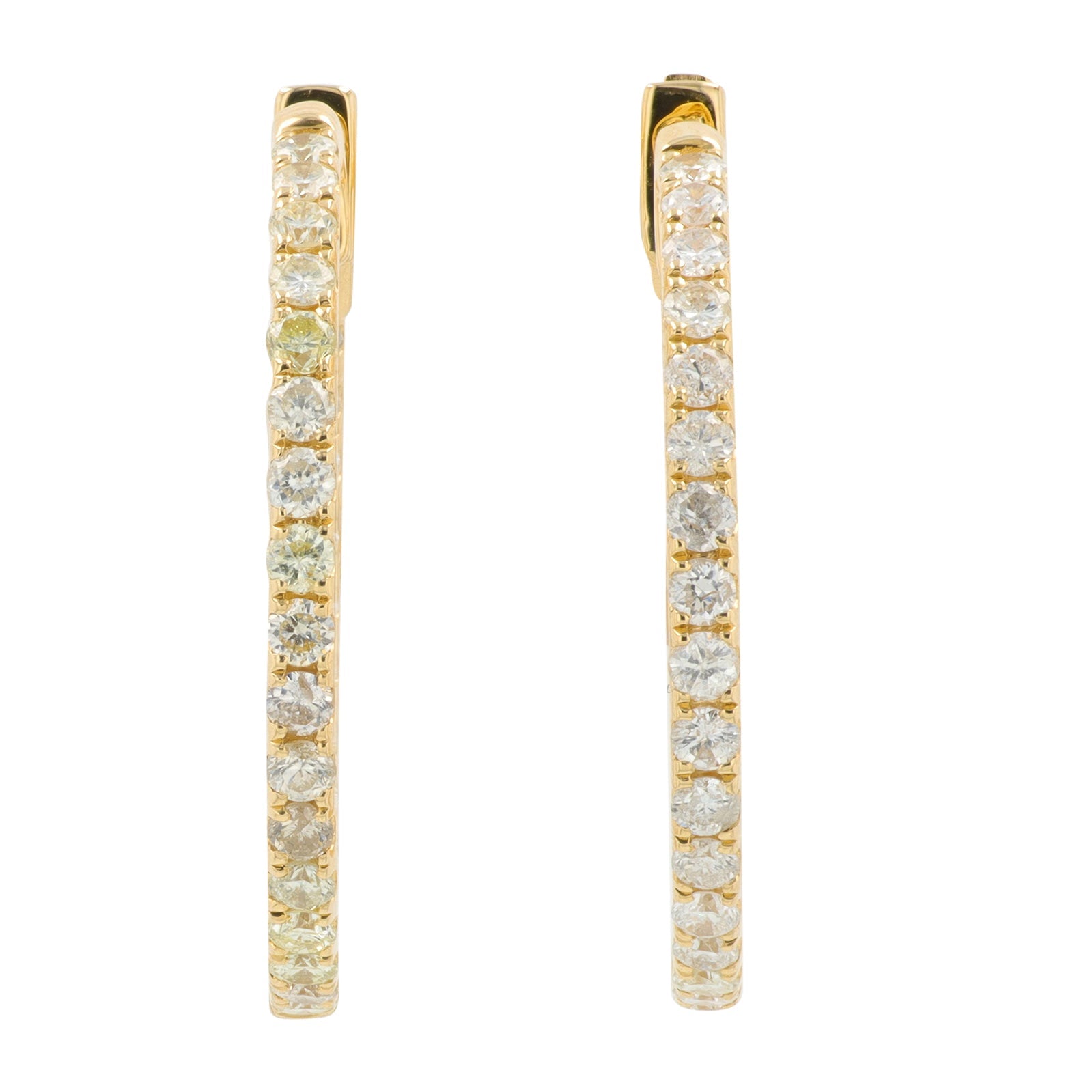 14K YG 1.30 CT Diamond Inside-Out Hoops