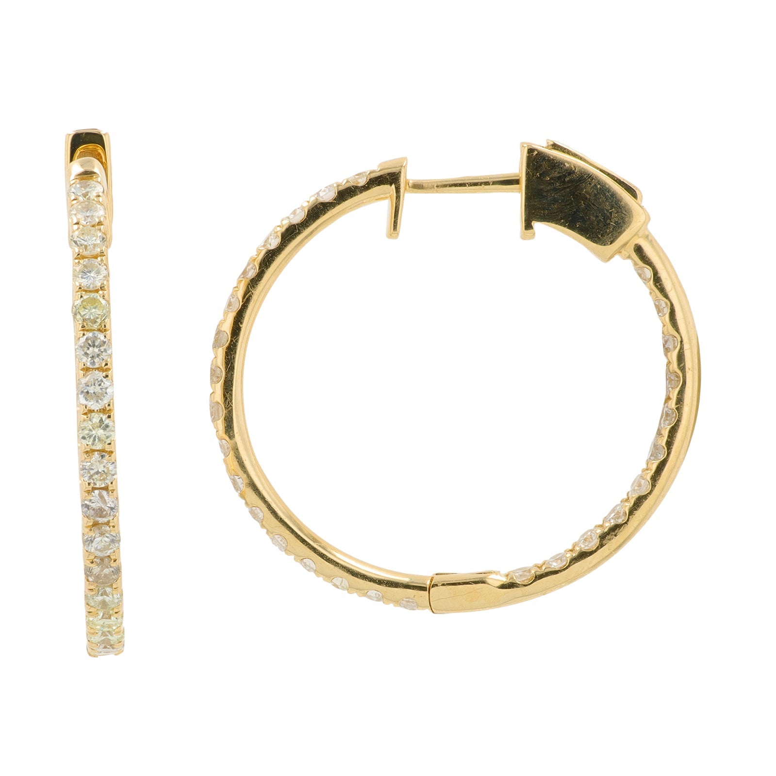 14K YG 1.30 CT Diamond Inside-Out Hoops
