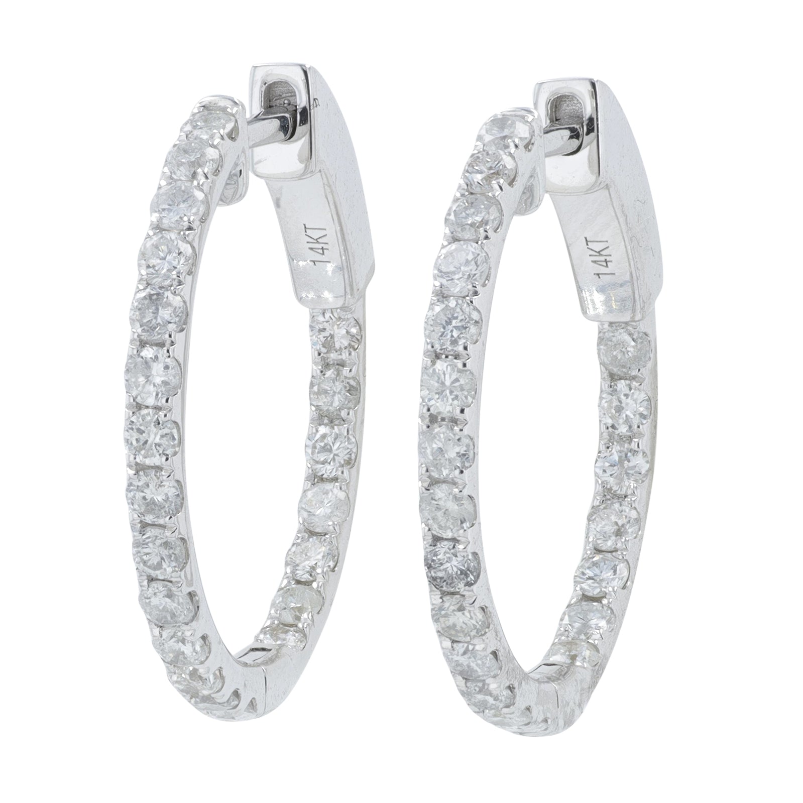 14K WG 1 CT Diamond Inside-Out Hoops
