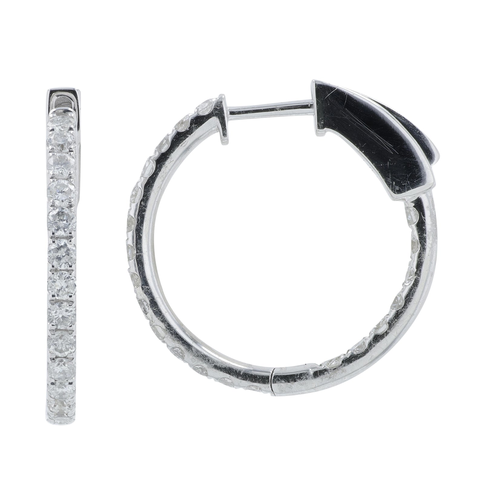 14K WG 1 CT Diamond Inside-Out Hoops
