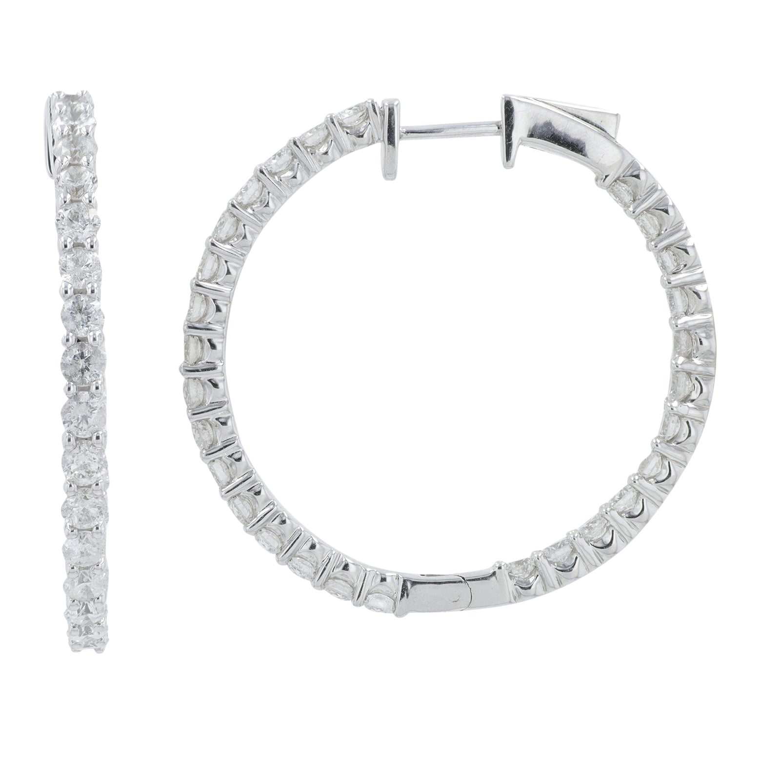 14K WG 3 CT Diamond Inside-Out Hoops