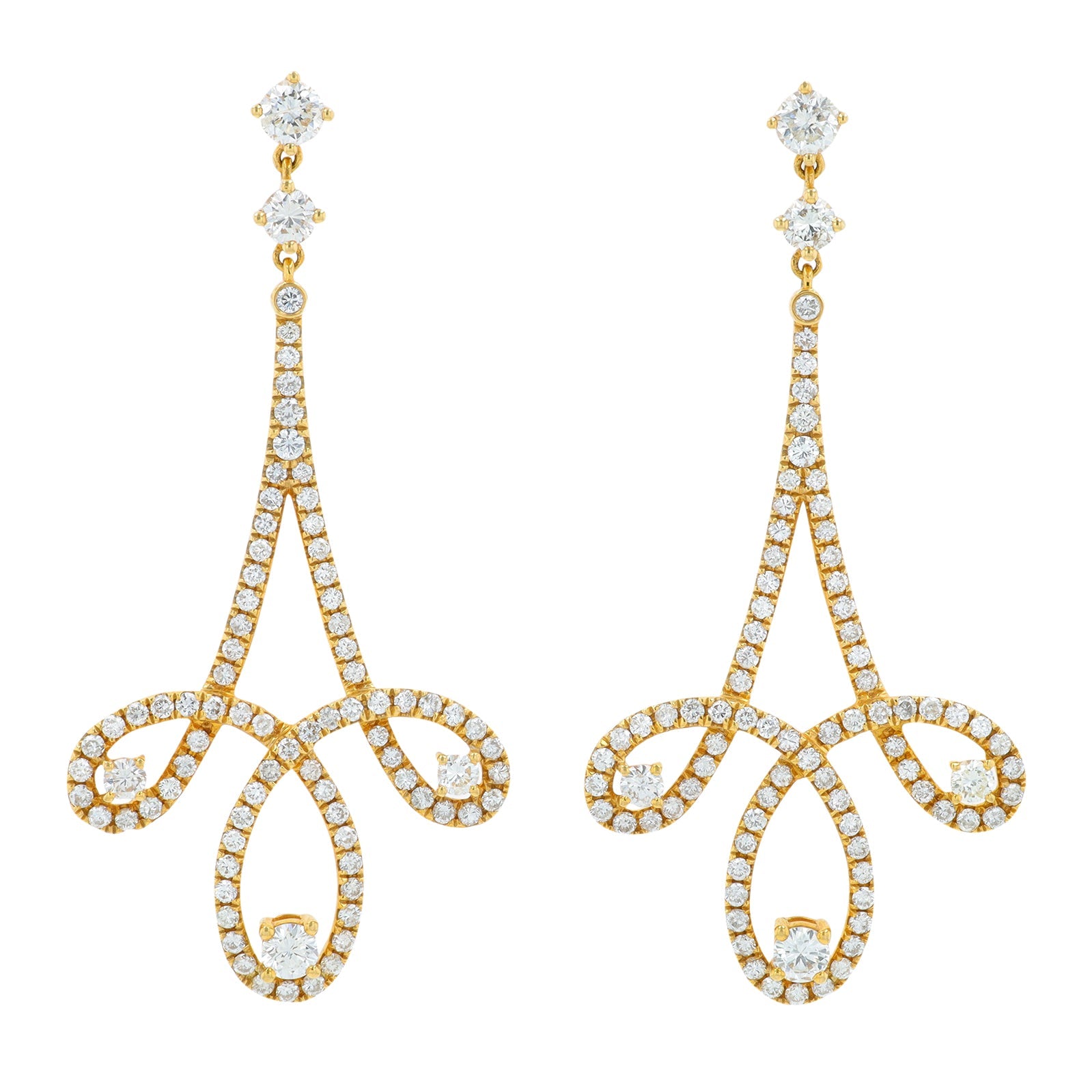 18K YG 3.39 CT Diamond Earrings