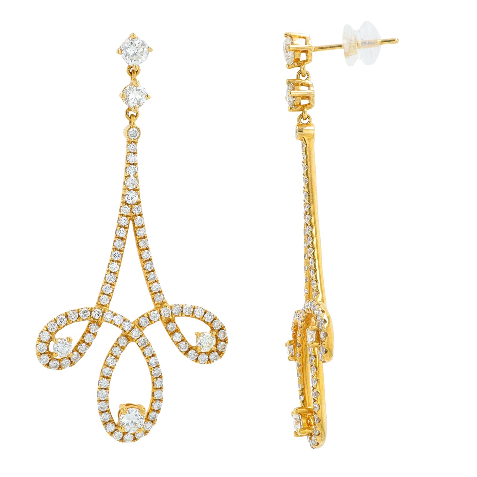 18K YG 3.39 CT Diamond Earrings