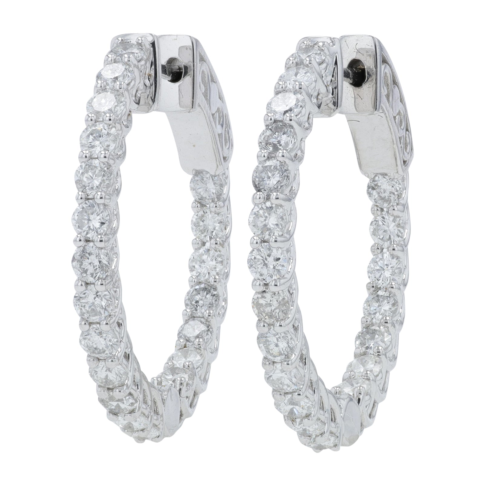 14K WG 2.12 CT Diamond Inside-Out Hoops