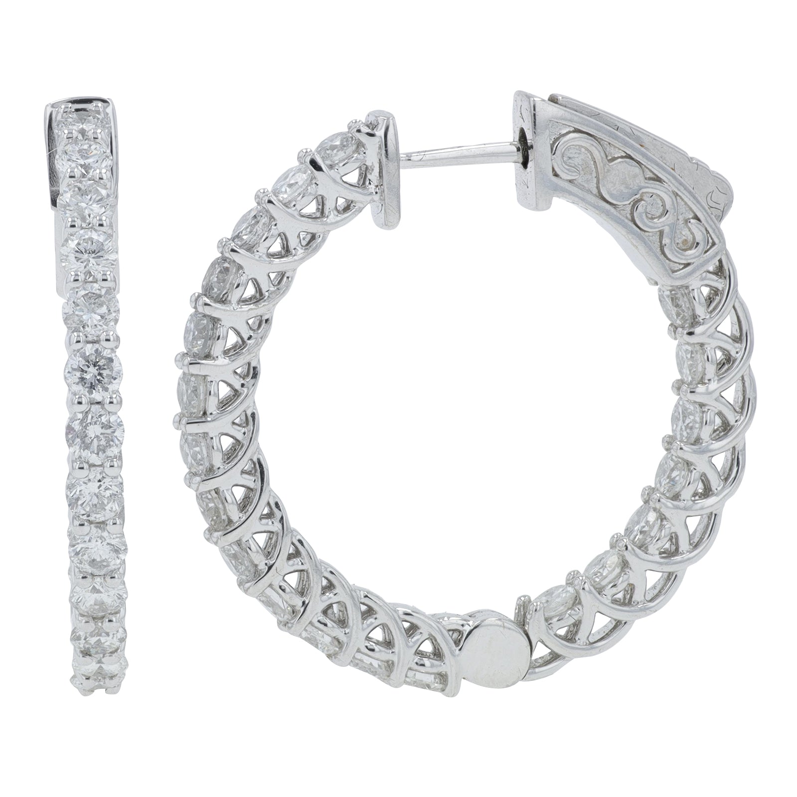 14K WG 2.12 CT Diamond Inside-Out Hoops