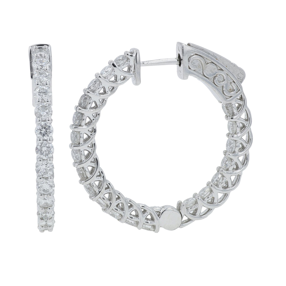 14K WG 2.05 CT Diamond Inside-Out Hoops