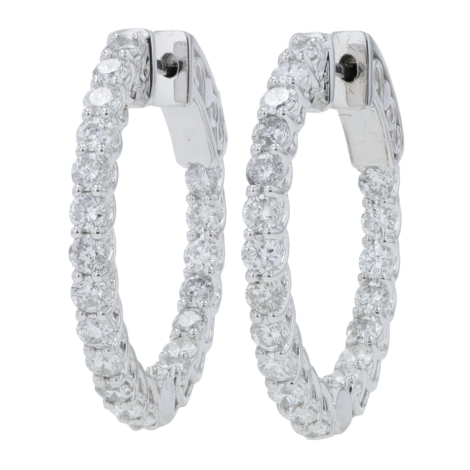 14K WG 2.21 CT Diamond Inside-Out Hoops