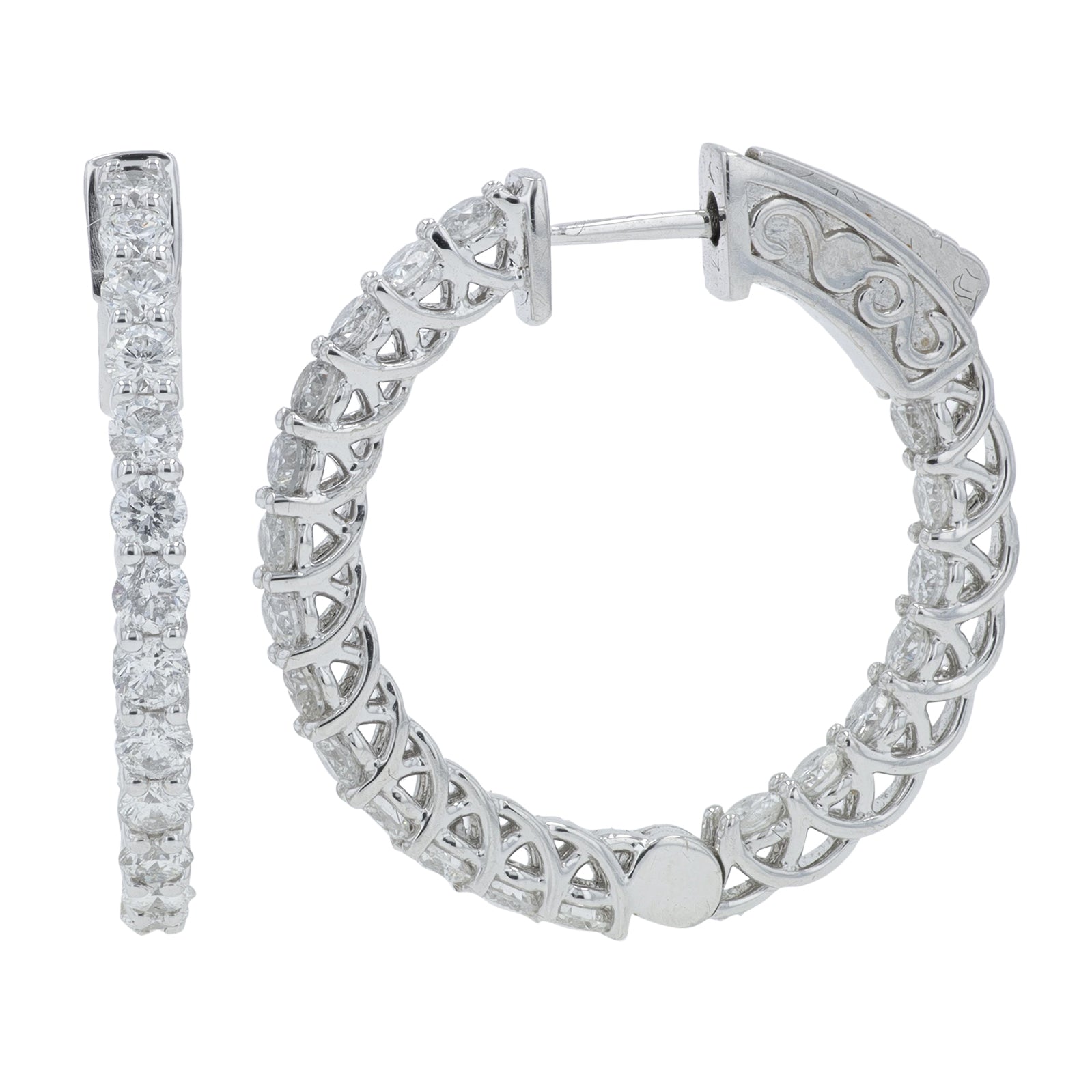 14K WG 2.21 CT Diamond Inside-Out Hoops