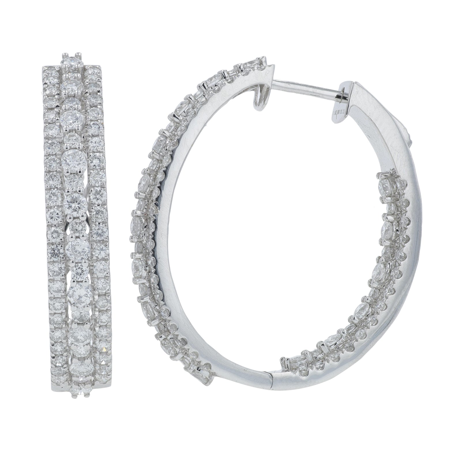 14K WG 3.21 CT Diamond Inside-Out Hoops