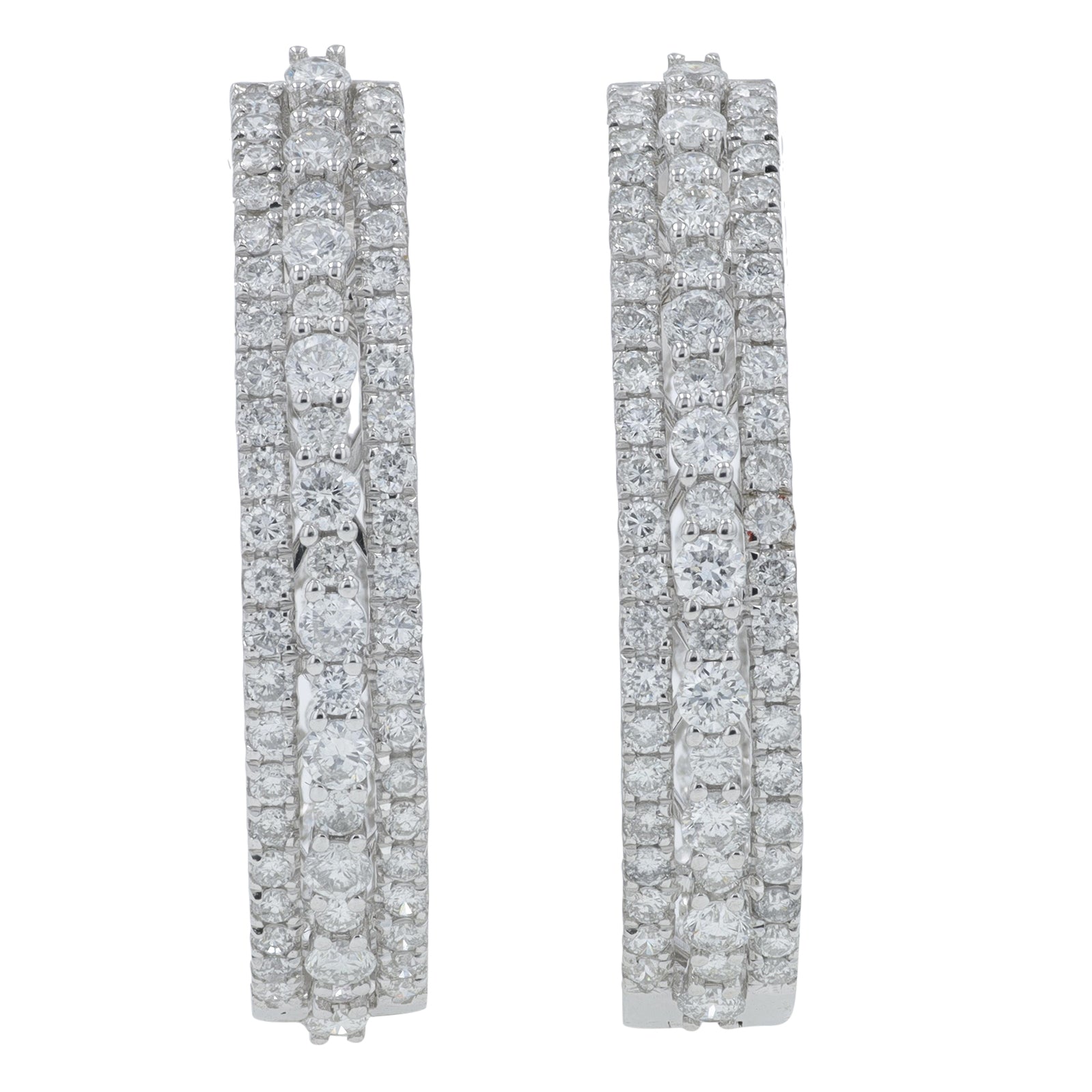 14K WG 3.19 CT Diamond Inside-Out Hoops