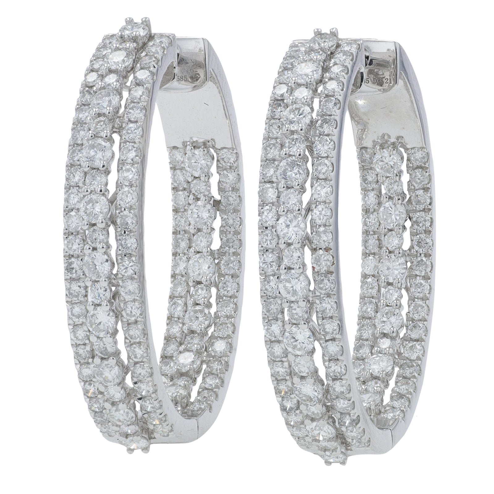 14K WG 3.19 CT Diamond Inside-Out Hoops