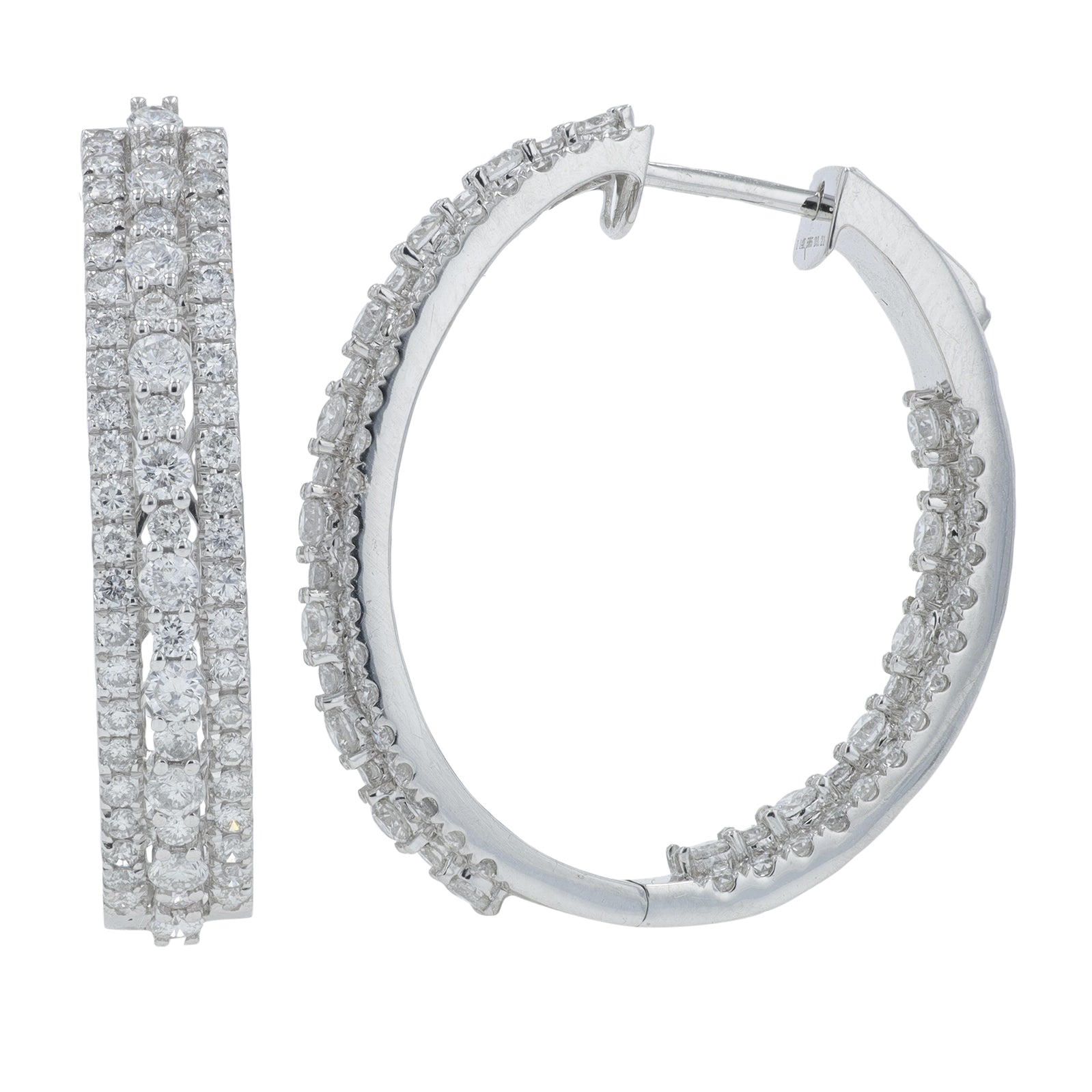 14K WG 3.19 CT Diamond Inside-Out Hoops