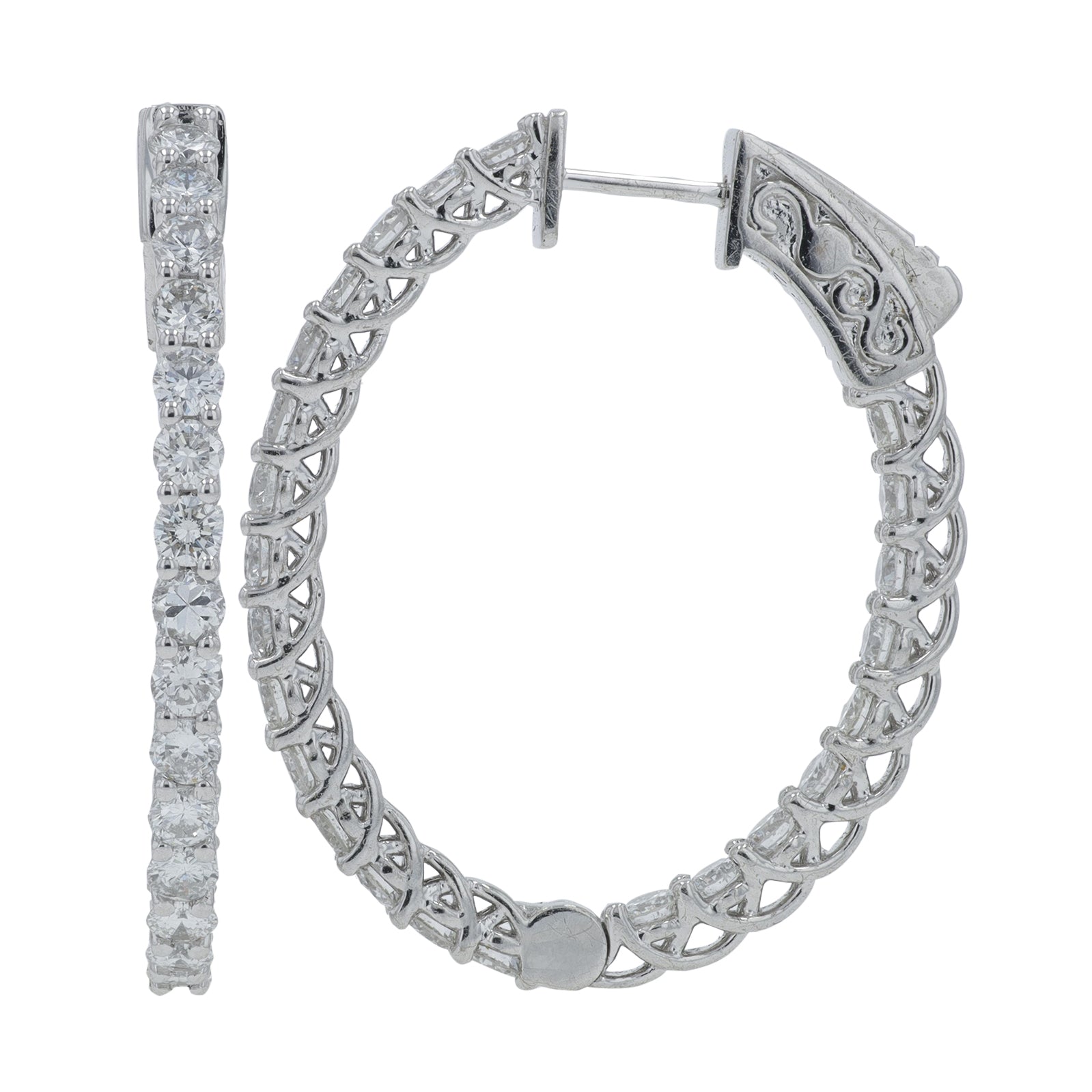 14K WG 2.84 CT Diamond Inside-Out Hoops