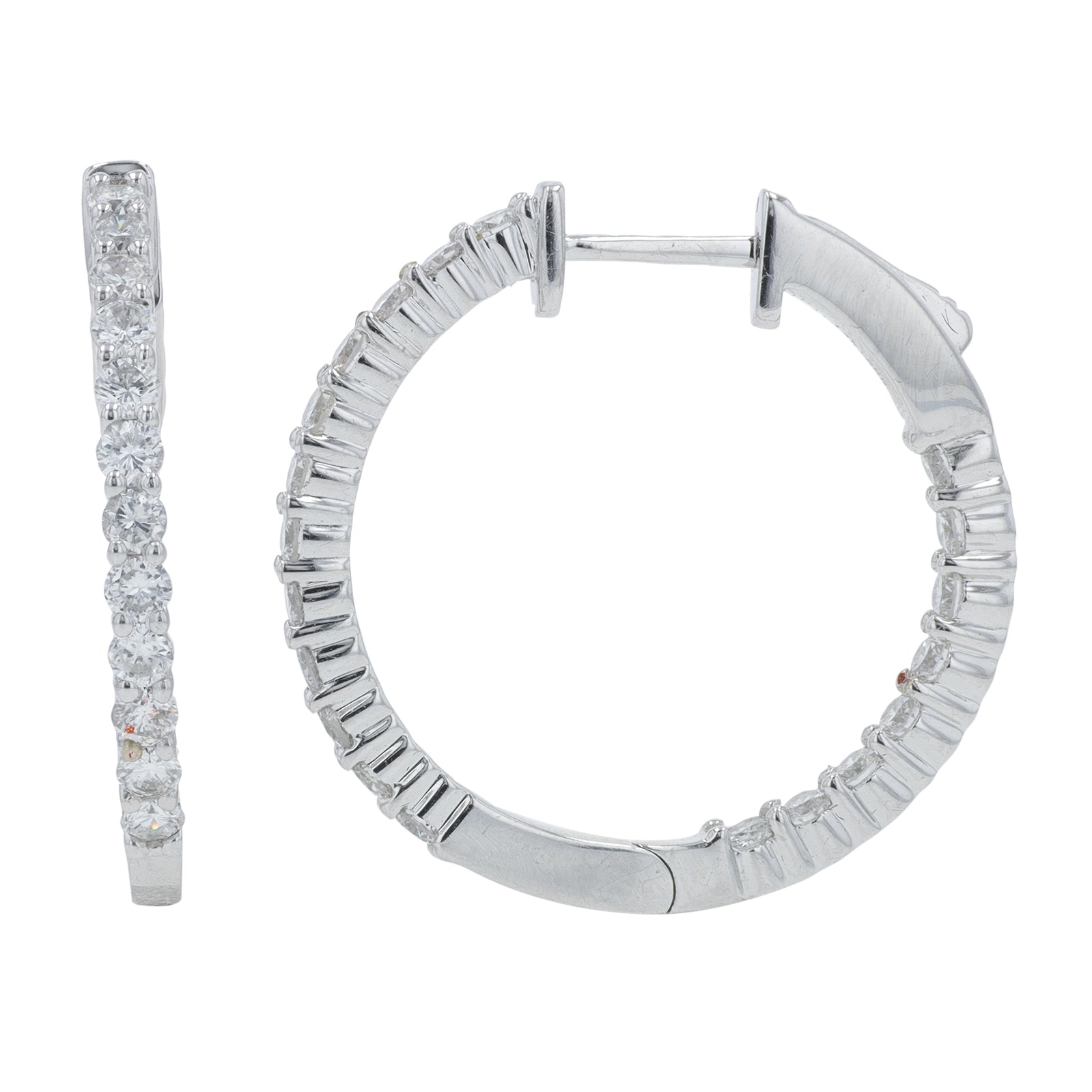 14K WG 1.58 CT Diamond Inside-Out Hoops