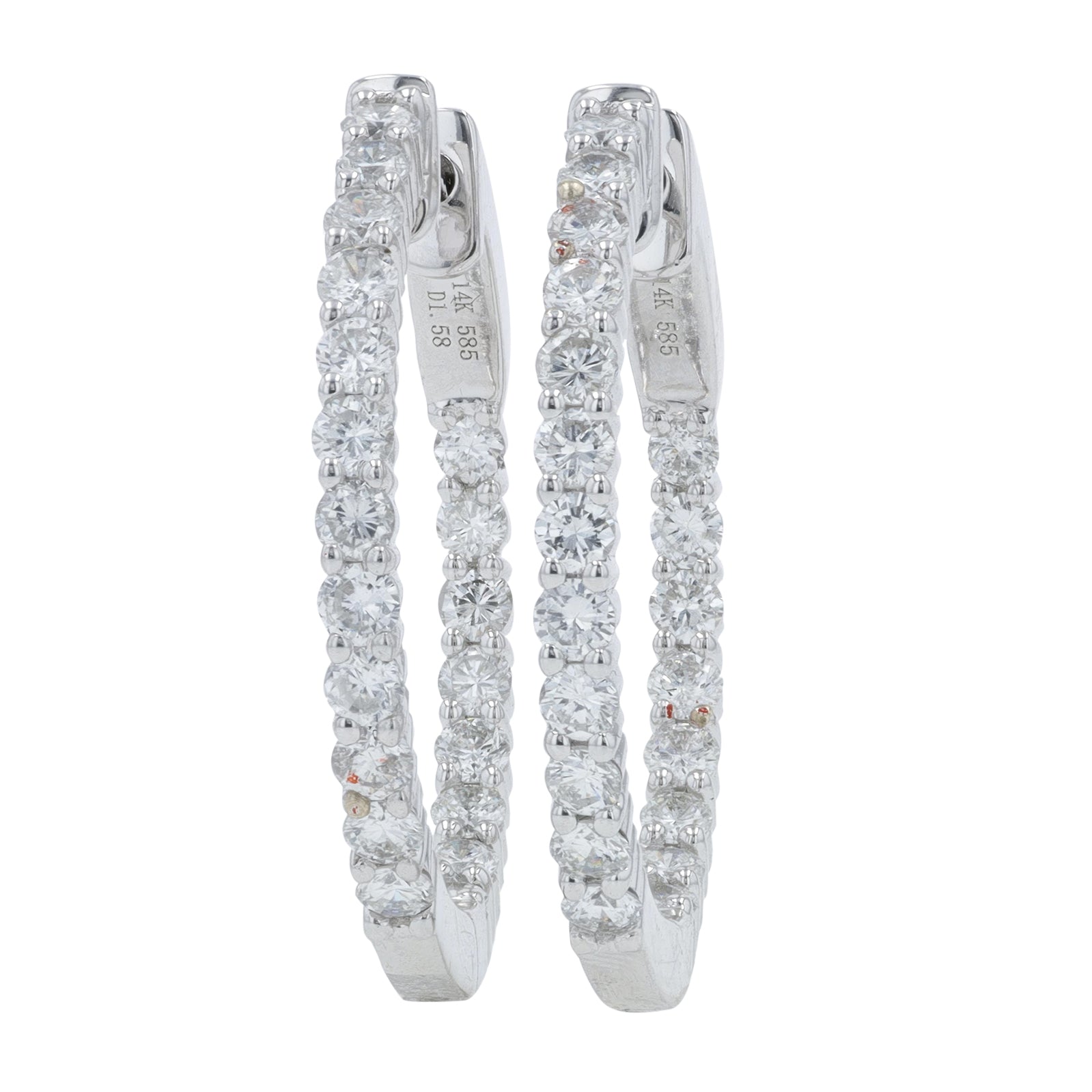 14K WG 1.58 CT Diamond Inside-Out Hoops