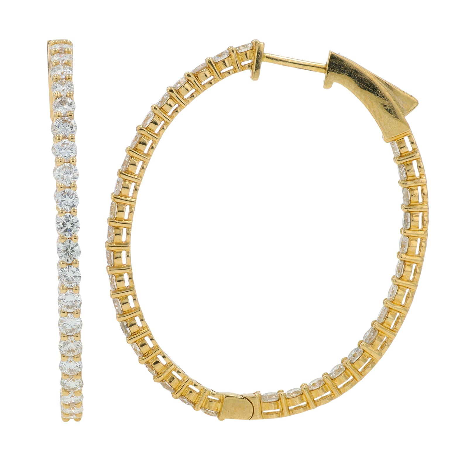 14K YG 3.01 CT Diamond Inside-Out Hoops