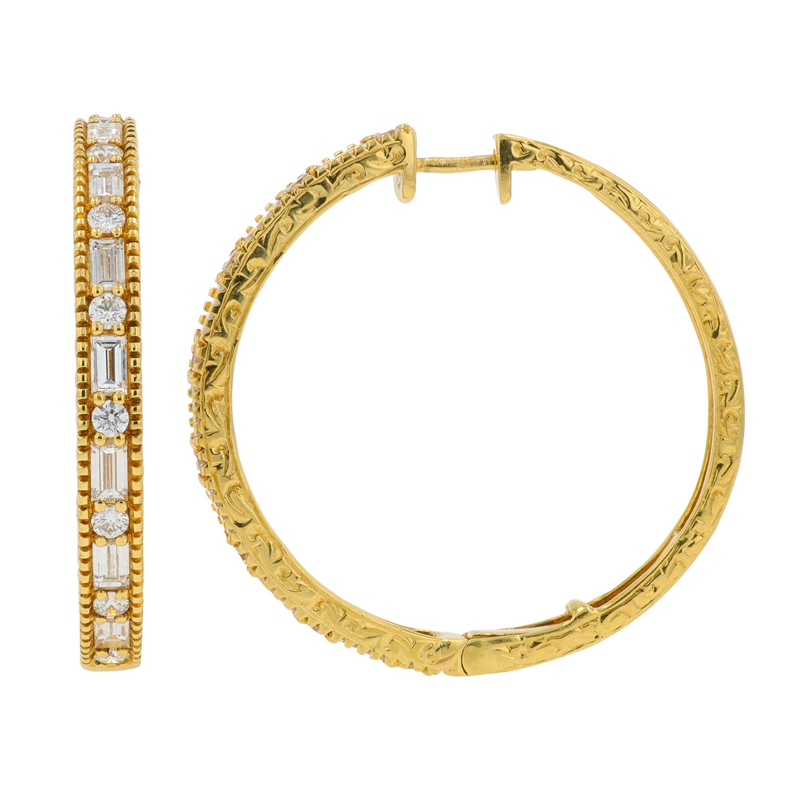 18K YG Penny Preville 1.74 CTW Diamond Hoops