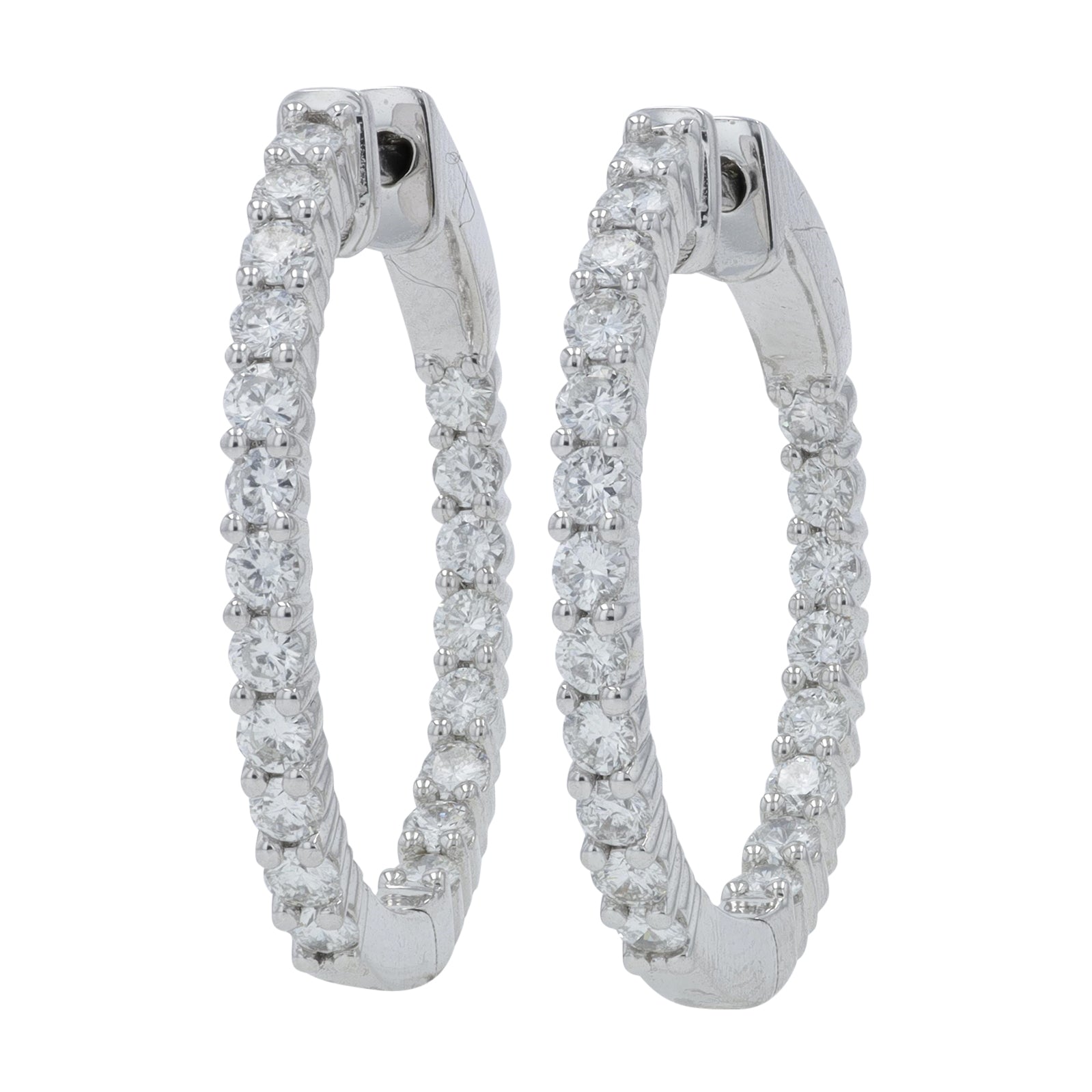 14K WG 1.34 CT Diamond Inside-Out Hoops