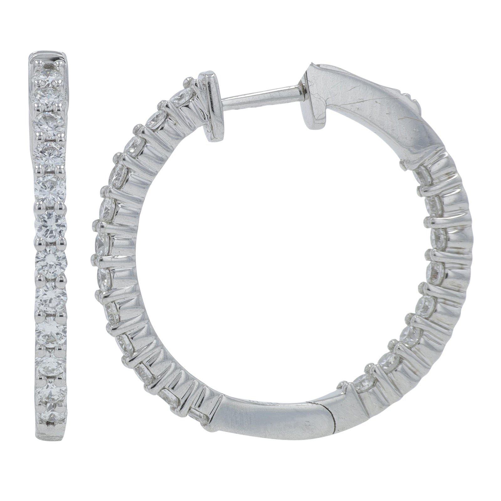 14K WG 1.34 CT Diamond Inside-Out Hoops