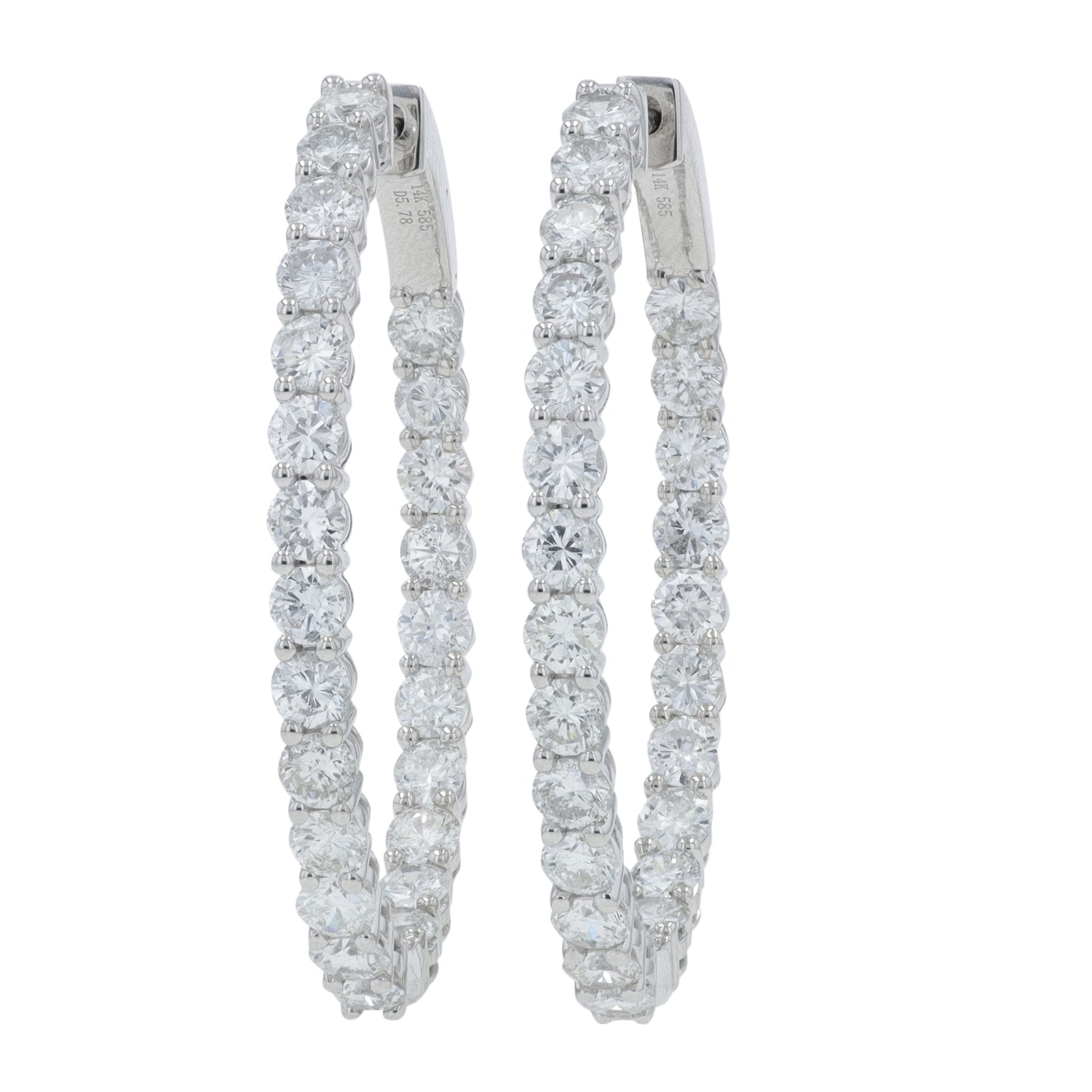 14K WG 4.89 CT Diamond Inside-Out Hoops