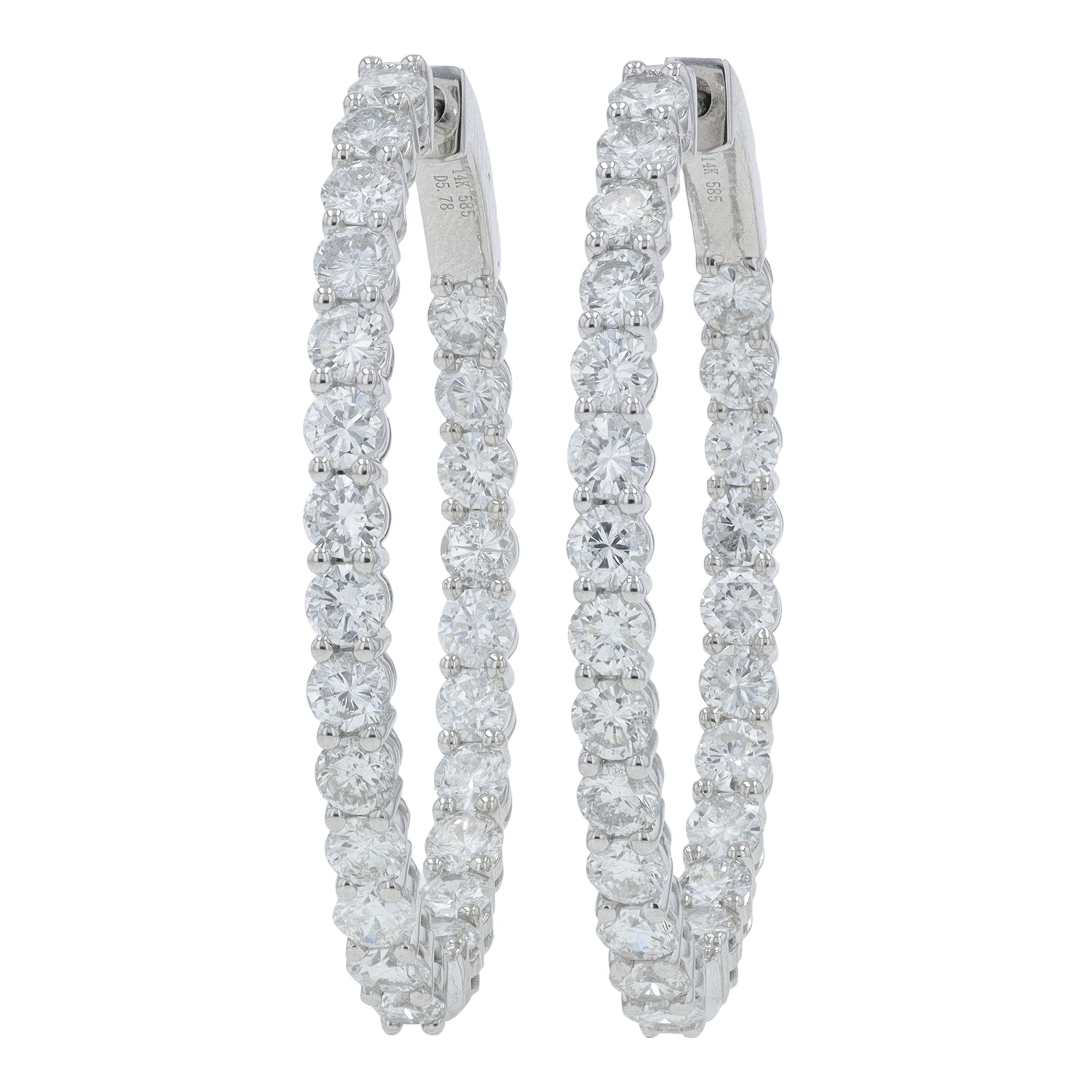 14K WG 5.78 CT Diamond Inside-Out Hoops