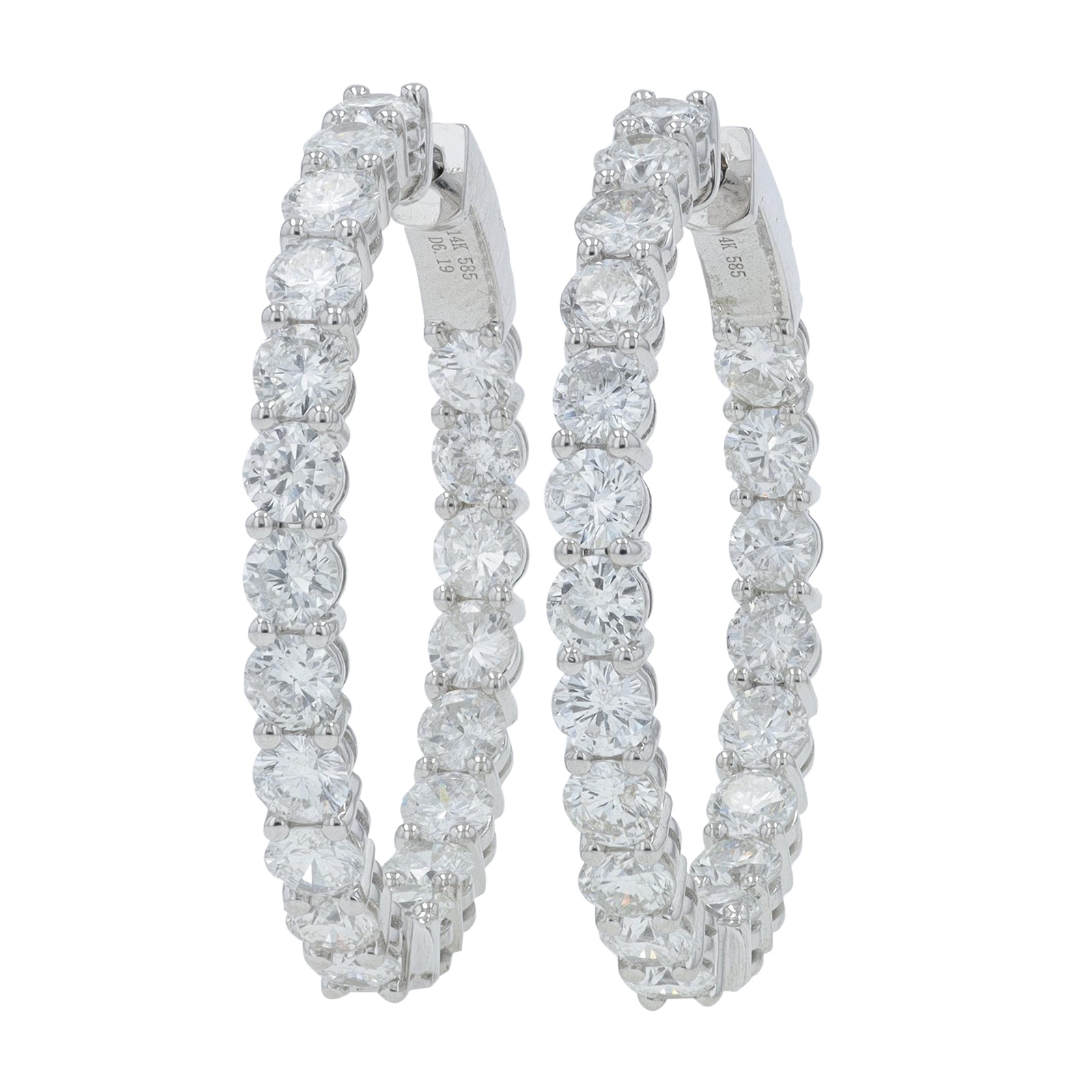 14K WG 6.19 CT Diamond Inside-Out Hoops