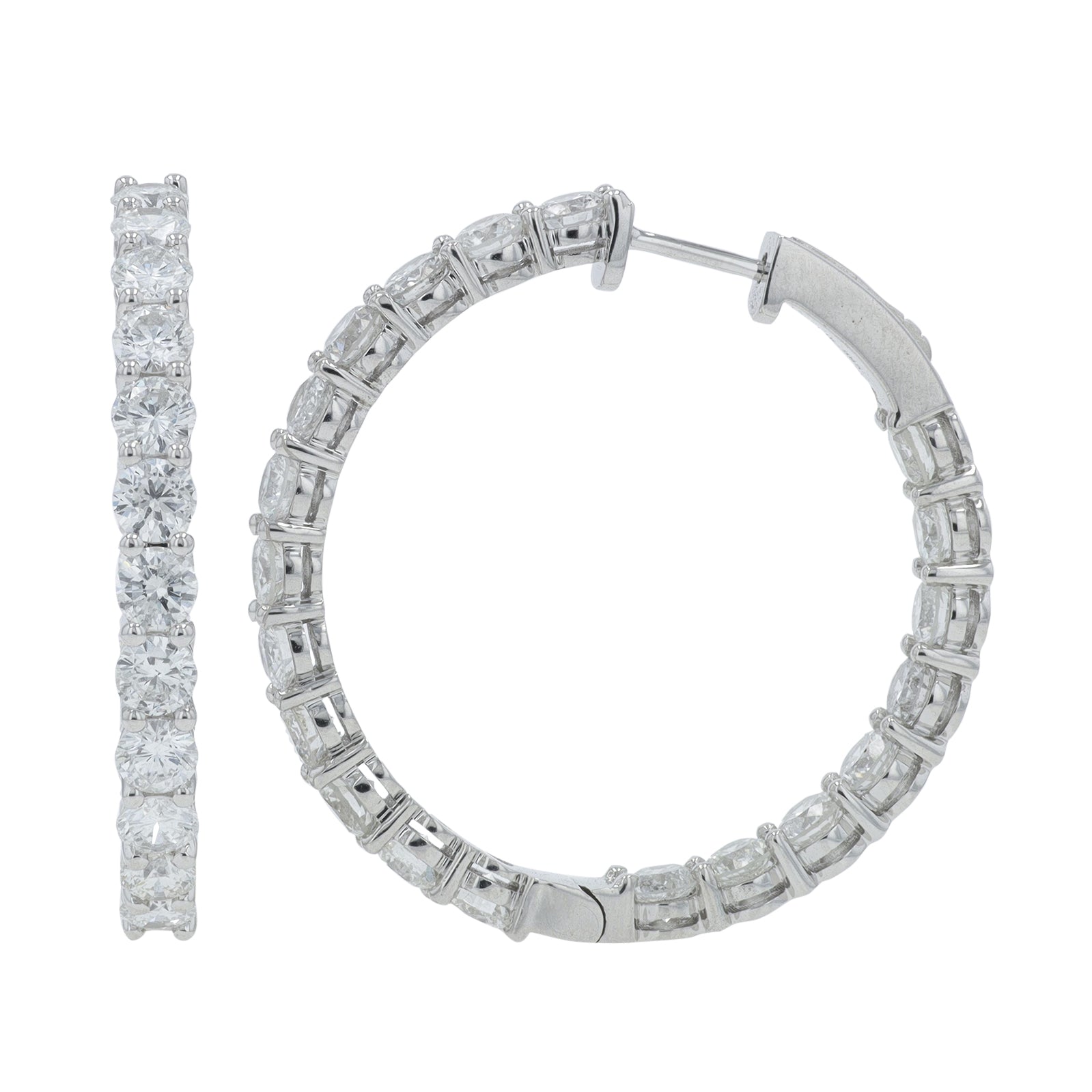 14K WG 6.19 CT Diamond Inside-Out Hoops