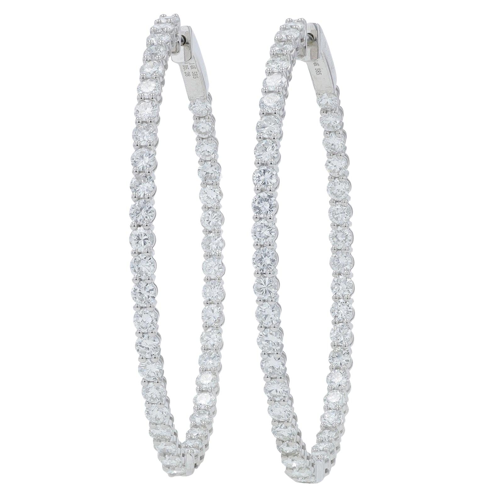 14K WG 5.28 CT Diamond Inside-Out Hoops