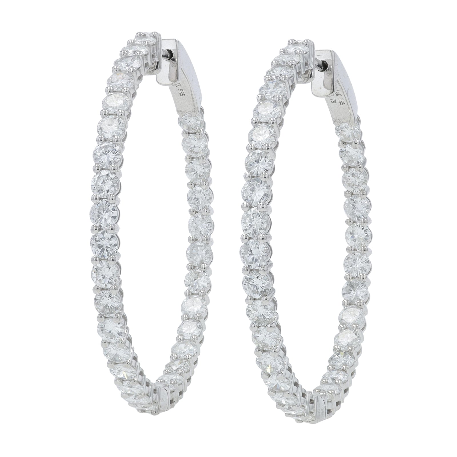 14K WG 5.28 CT Diamond Inside-Out Hoops